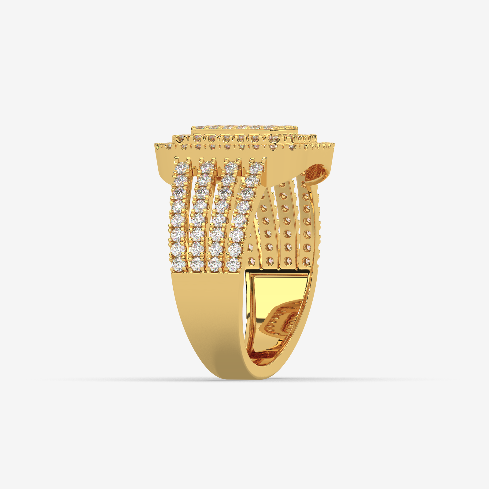 The Omoni Radiant Cluster Natural Diamond Engagement Ring in 18K Gold | Unisex Statement Piece