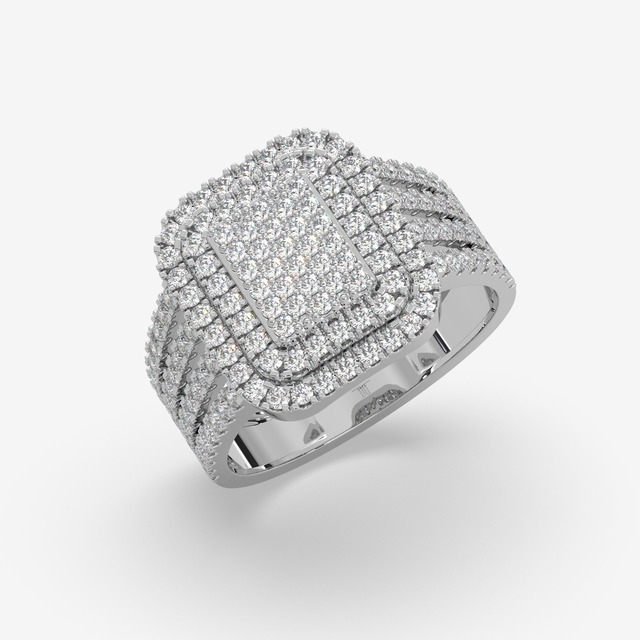 The Omoni Radiant Cluster Natural Diamond Engagement Ring in 18K Gold | Unisex Statement Piece