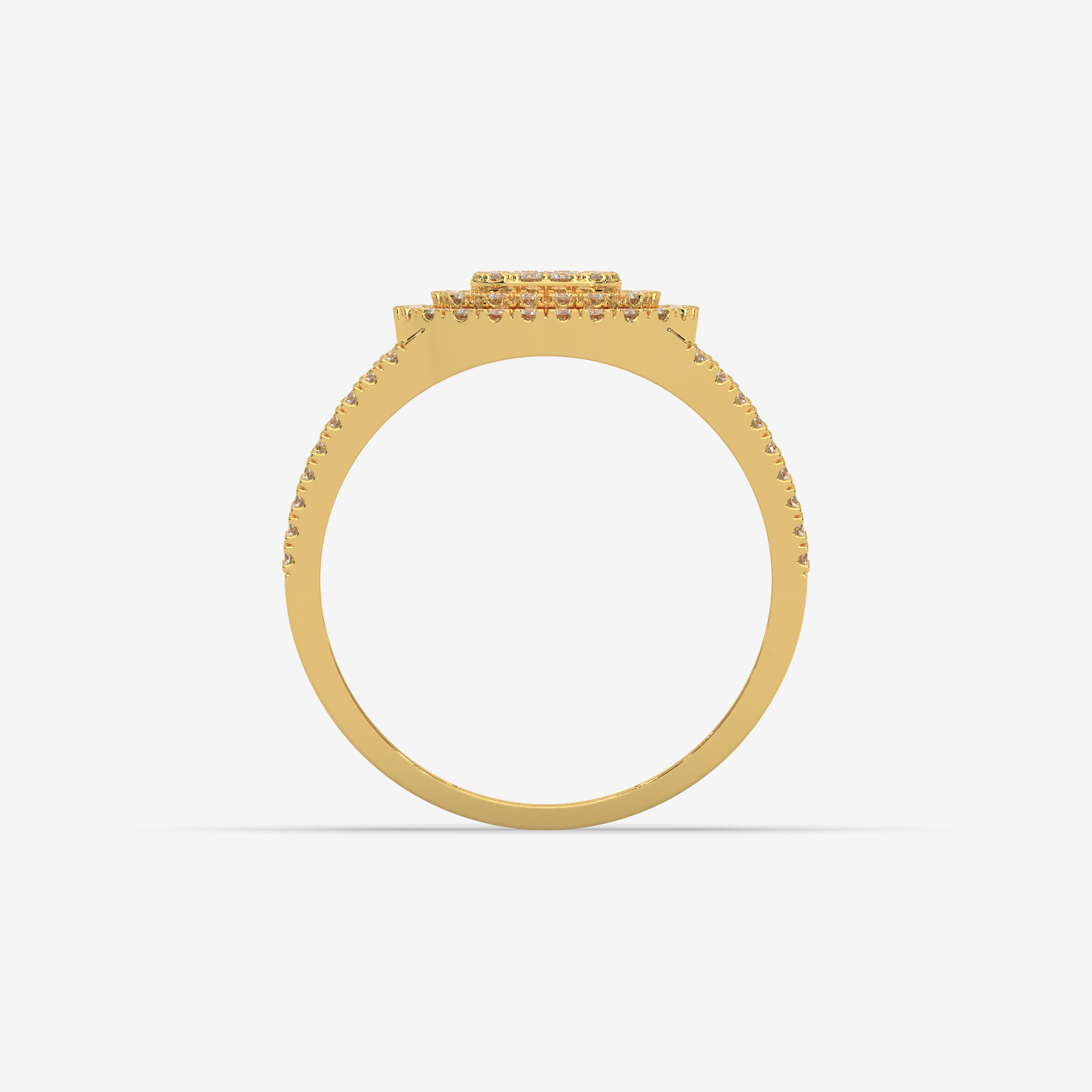 Unisex Cushion Shape Double Halo Diamond Ring | Solid Gold Multi-Row Statement Ring