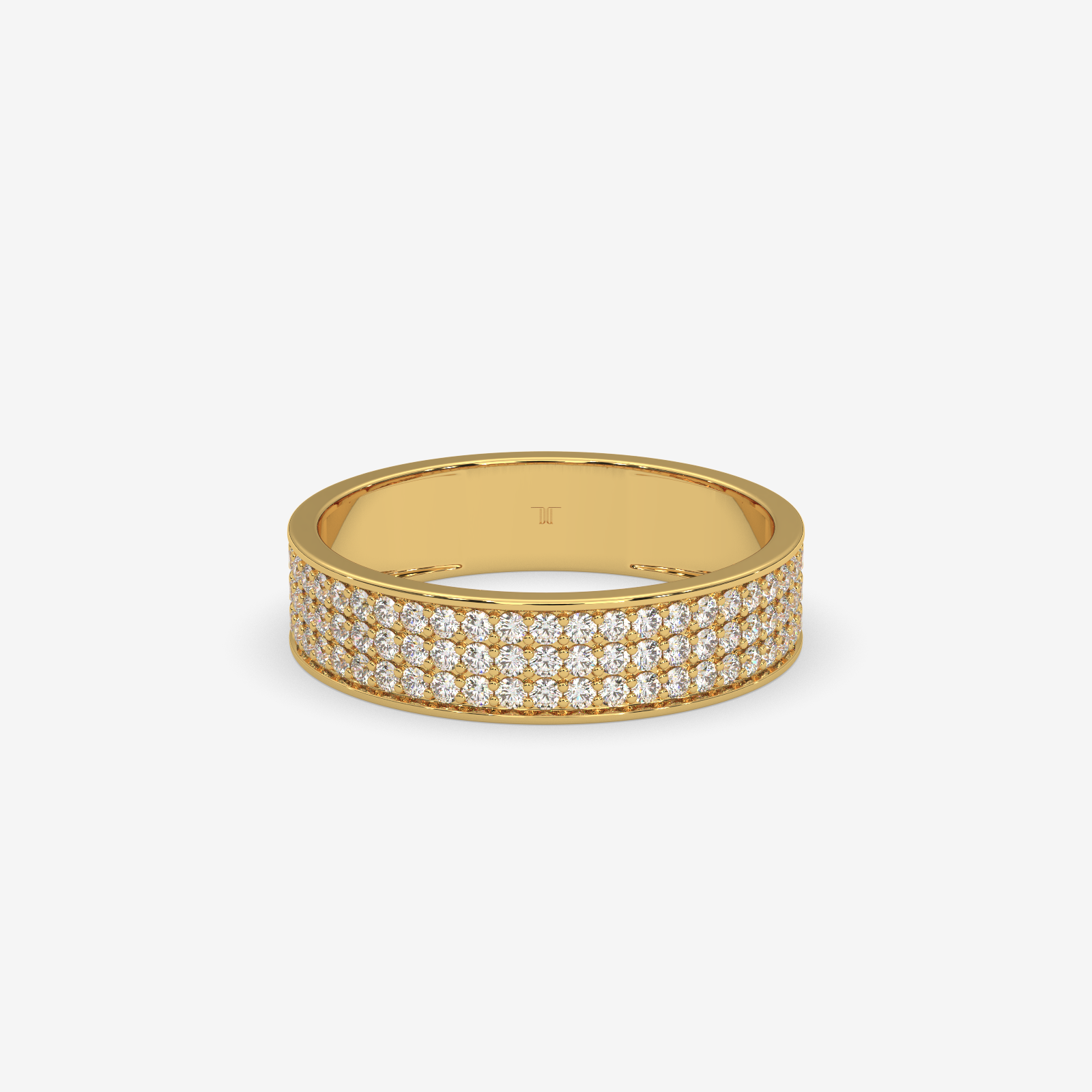 Eternal Sparkle Gold Pave Set Diamond Ring | Unisex Wedding & Anniversary Band
