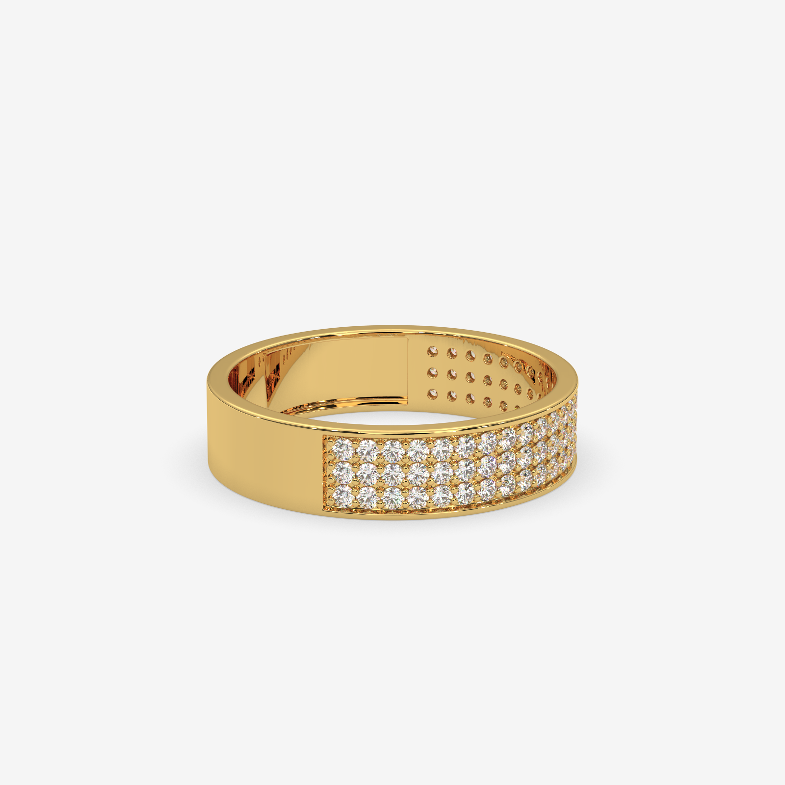 Eternal Sparkle Gold Pave Set Diamond Ring | Unisex Wedding & Anniversary Band