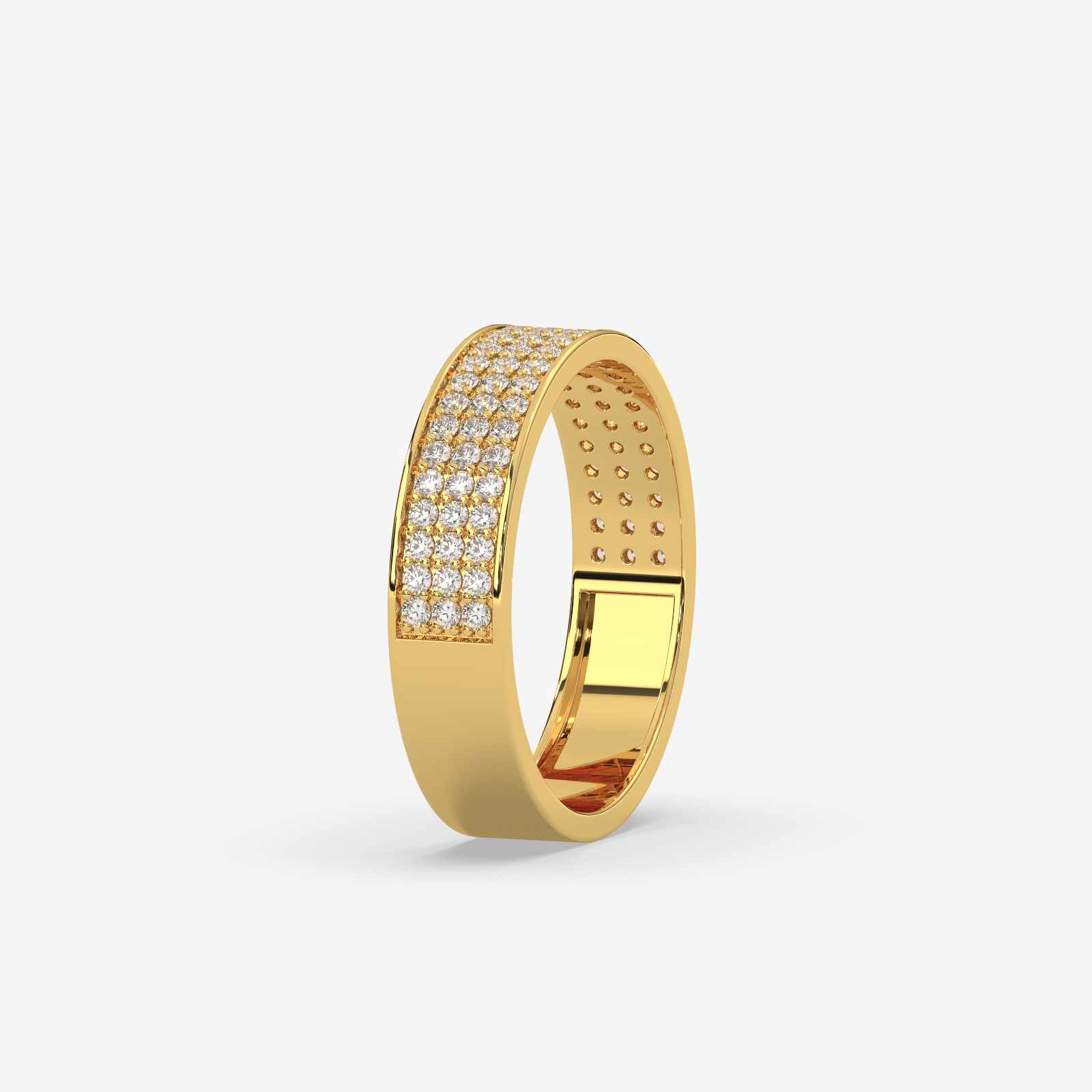 Eternal Sparkle Gold Pave Set Diamond Ring | Unisex Wedding & Anniversary Band