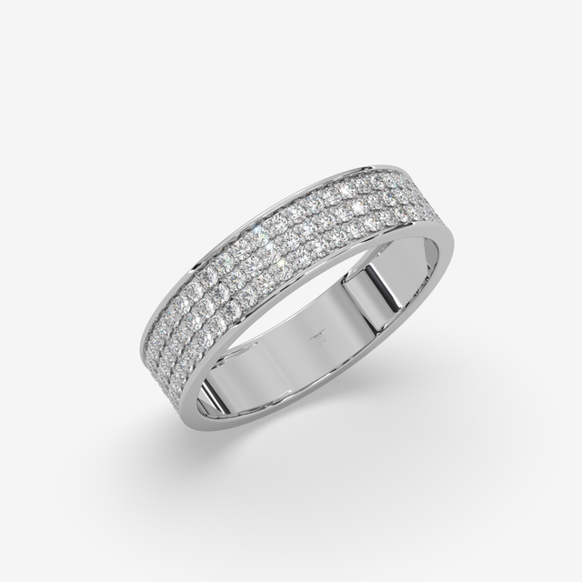 Eternal Sparkle Gold Pave Set Diamond Ring | Unisex Wedding & Anniversary Band