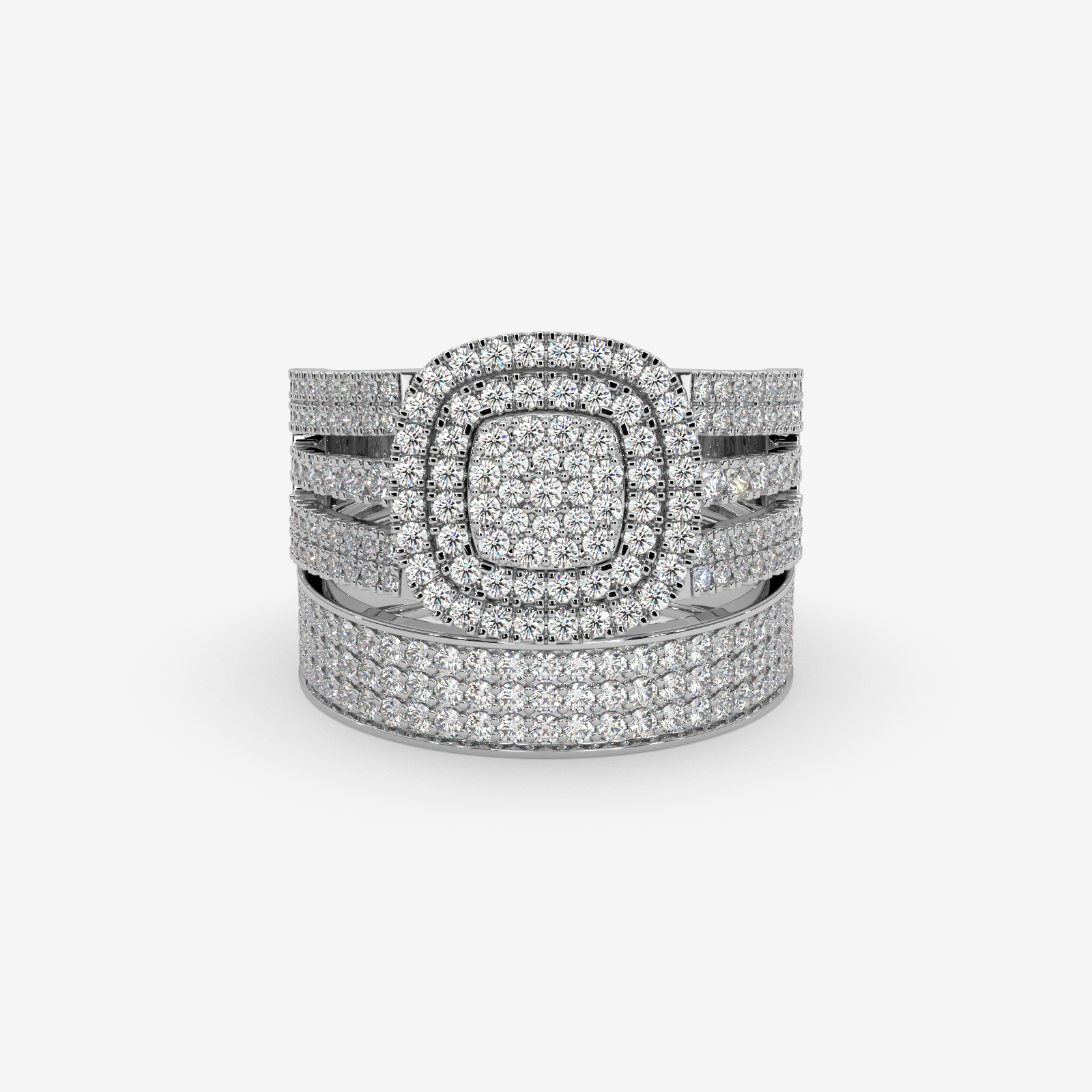 18K Gold 1.10 CTW Diamond Trio Bridal Set | Engagement Ring & Matching Band