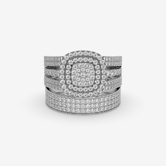 Solid Gold 1.10 CTW Diamond Trio Bridal Set | Engagement Ring & Matching Band