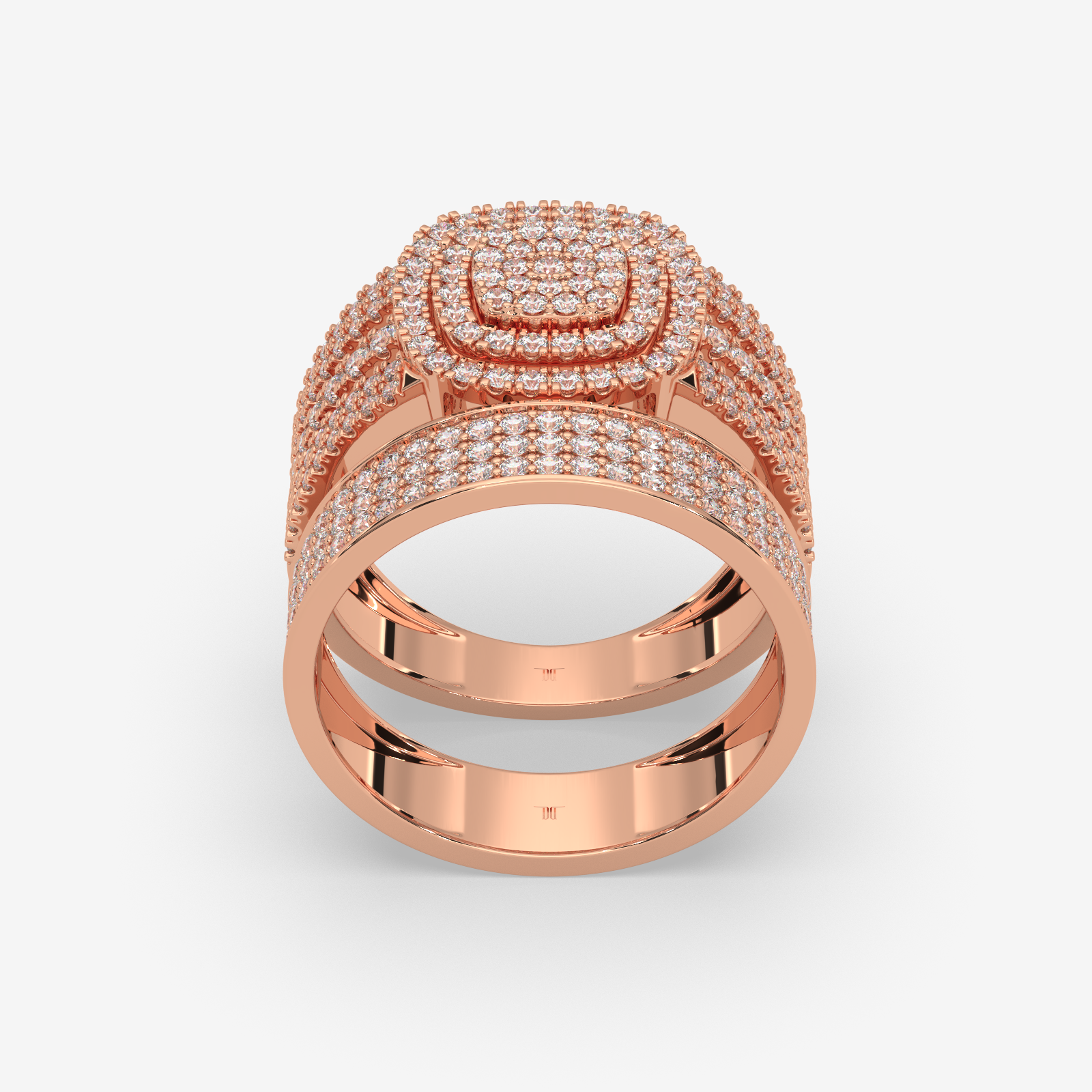 Solid Gold 1.10 CTW Diamond Trio Bridal Set | Engagement Ring & Matching Band