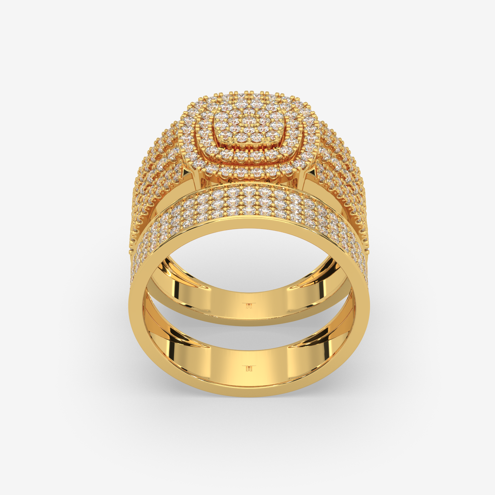 Solid Gold 1.10 CTW Diamond Trio Bridal Set | Engagement Ring & Matching Band
