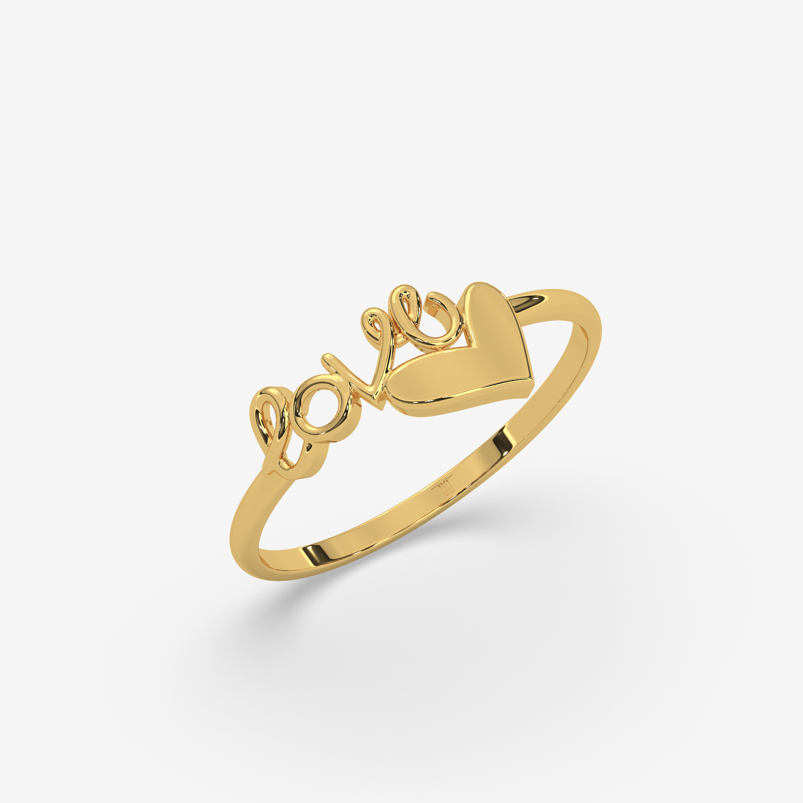 18k Gold "Love" Script Heart Ring | Dainty & Elegant Jewelry