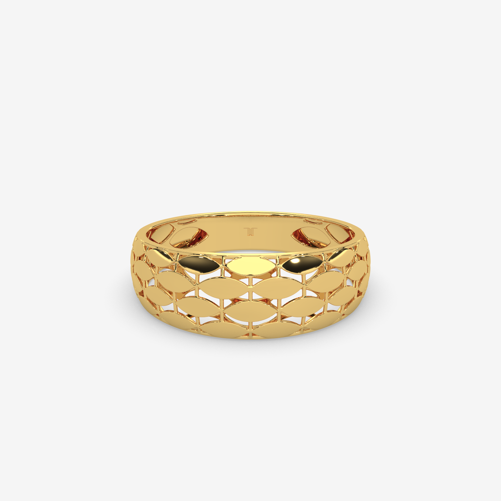 18k Solid Gold Openwork Marquise Band Ring | Elegant Lattice Statement Ring for Women