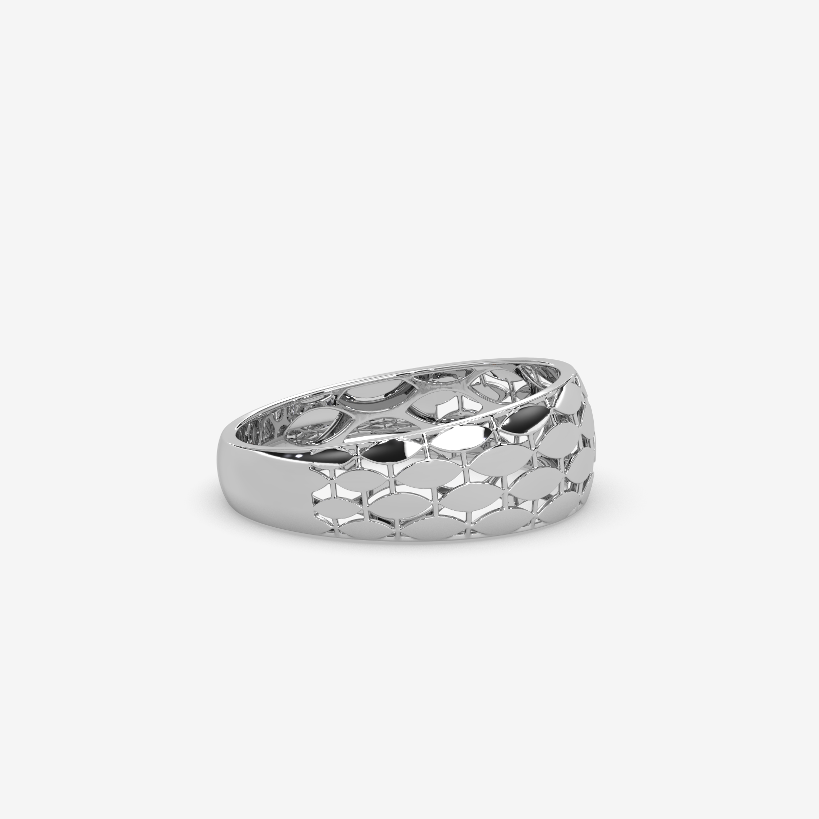 18k Solid Gold Openwork Marquise Band Ring | Elegant Lattice Statement Ring for Women
