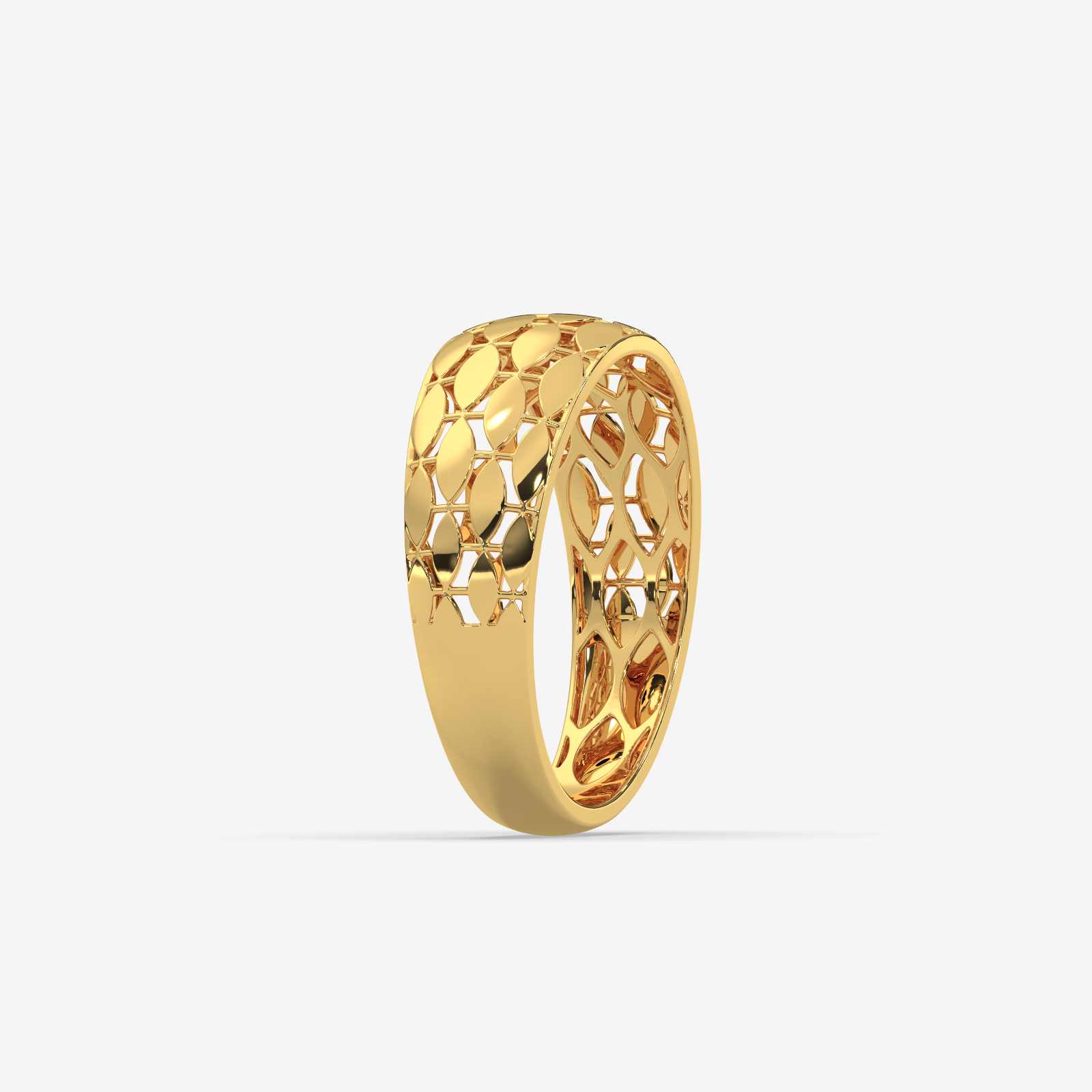 18k Solid Gold Openwork Marquise Band Ring | Elegant Lattice Statement Ring for Women