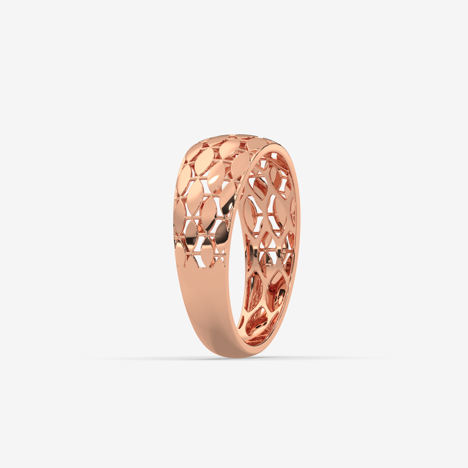 18k Solid Gold Openwork Marquise Band Ring | Elegant Lattice Statement Ring for Women