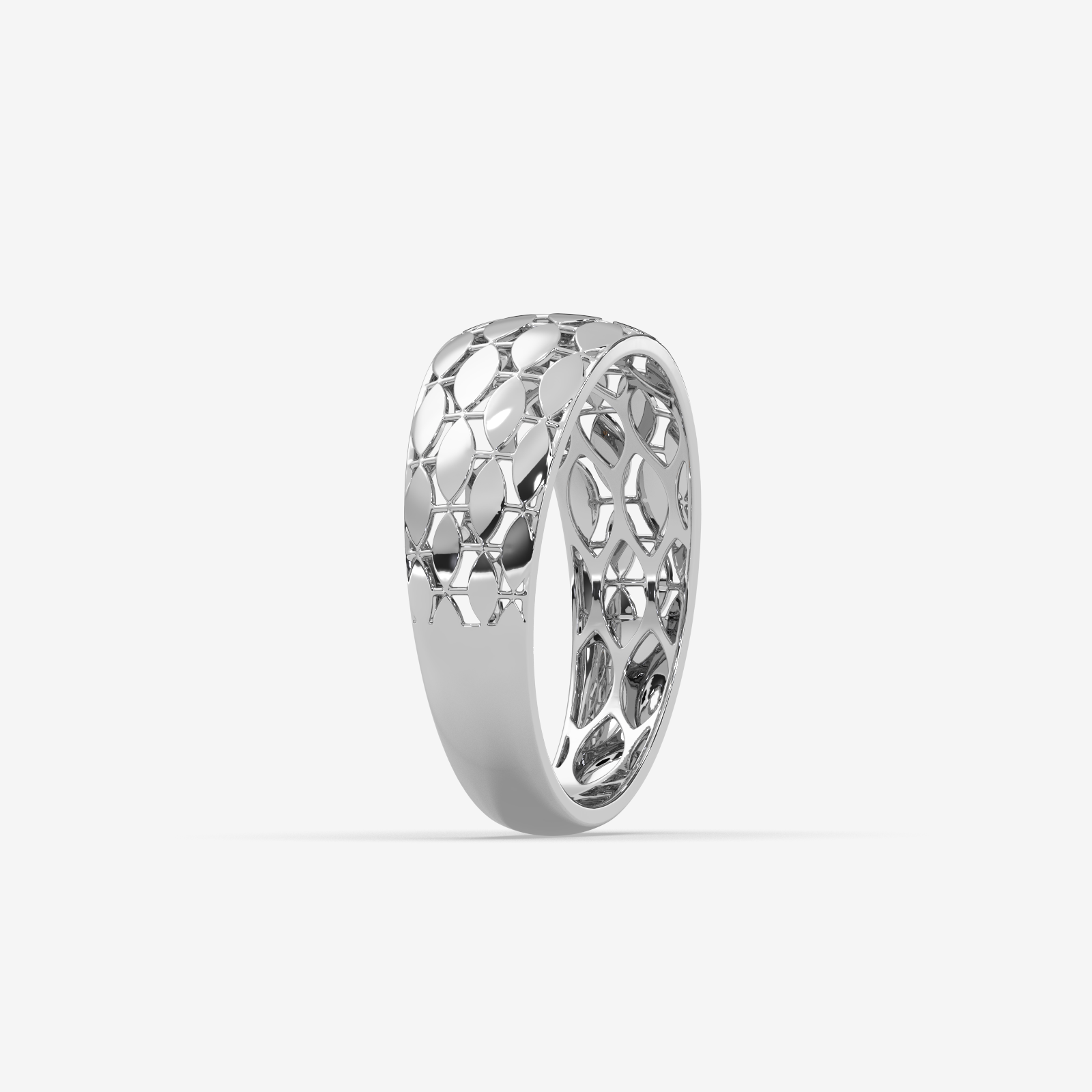 18k Solid Gold Openwork Marquise Band Ring | Elegant Lattice Statement Ring for Women