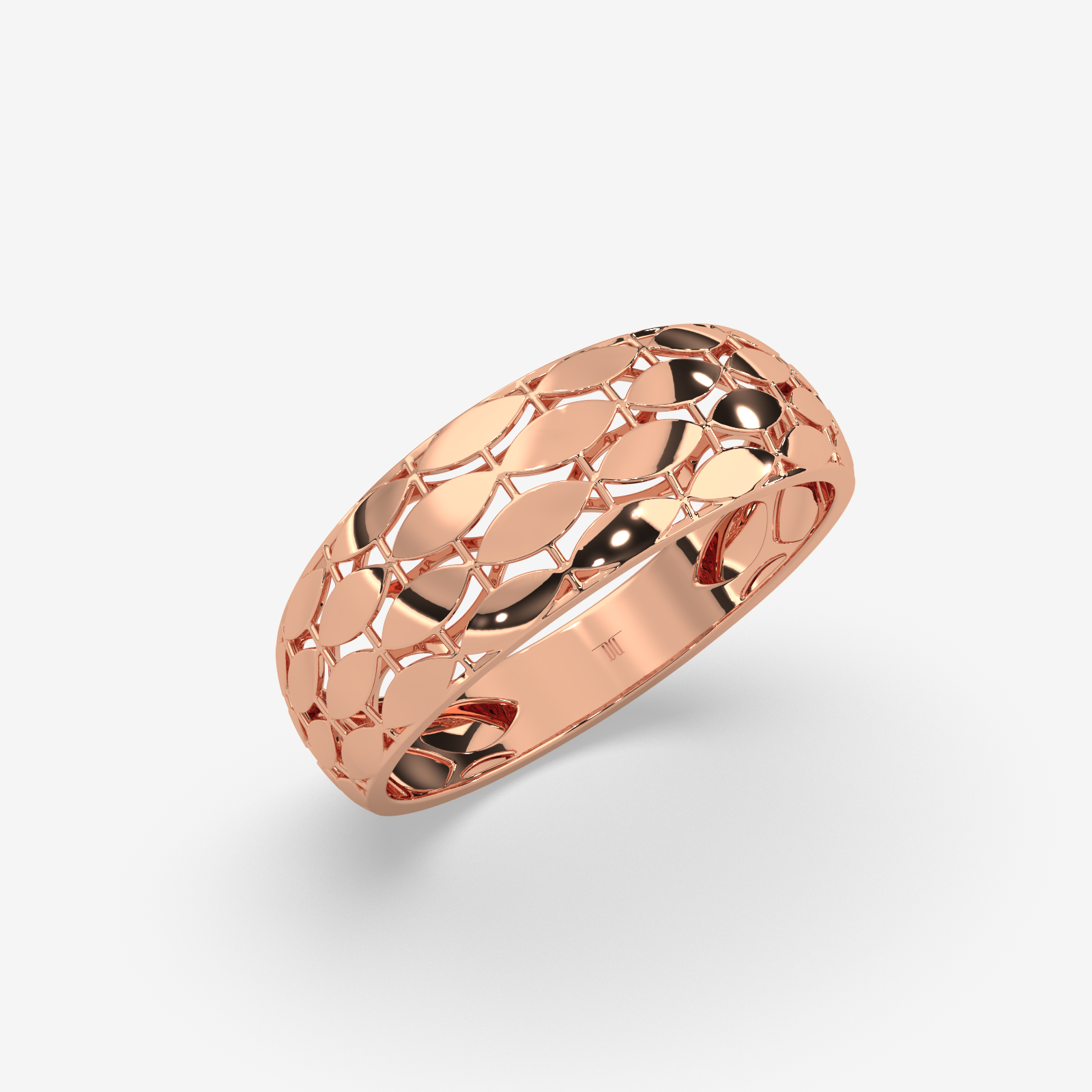 18k Solid Gold Openwork Marquise Band Ring | Elegant Lattice Statement Ring for Women