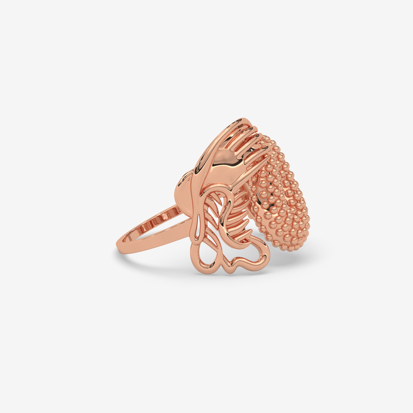 18k Gold Statement Ring for Women | Ornate Handcrafted Textured Design