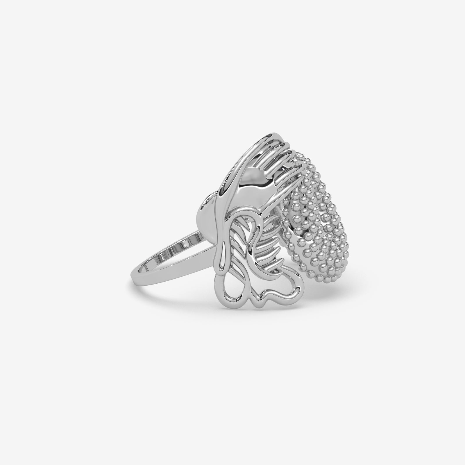 18k Gold Statement Ring for Women | Ornate Handcrafted Textured Design