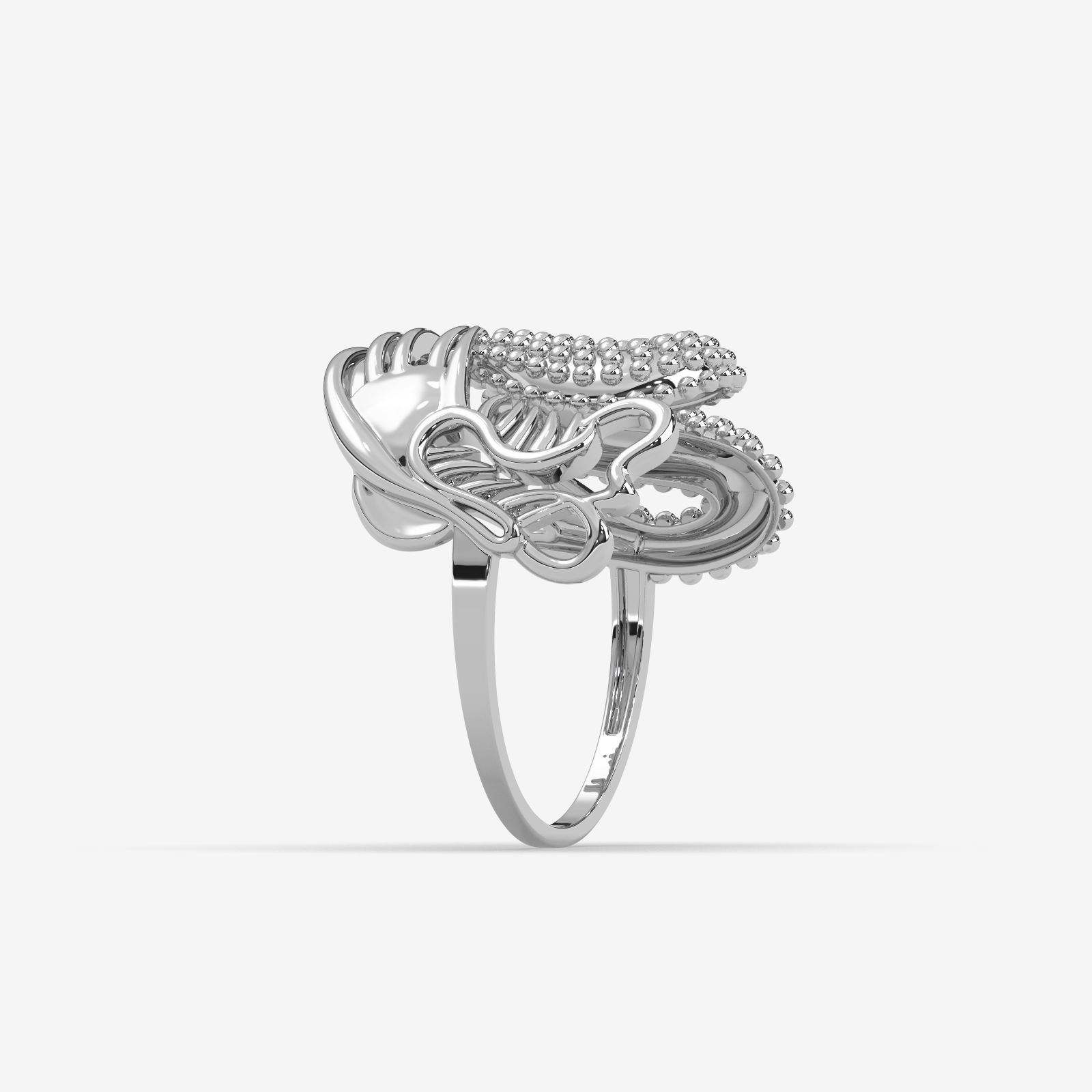 18k Gold Statement Ring for Women | Ornate Handcrafted Textured Design