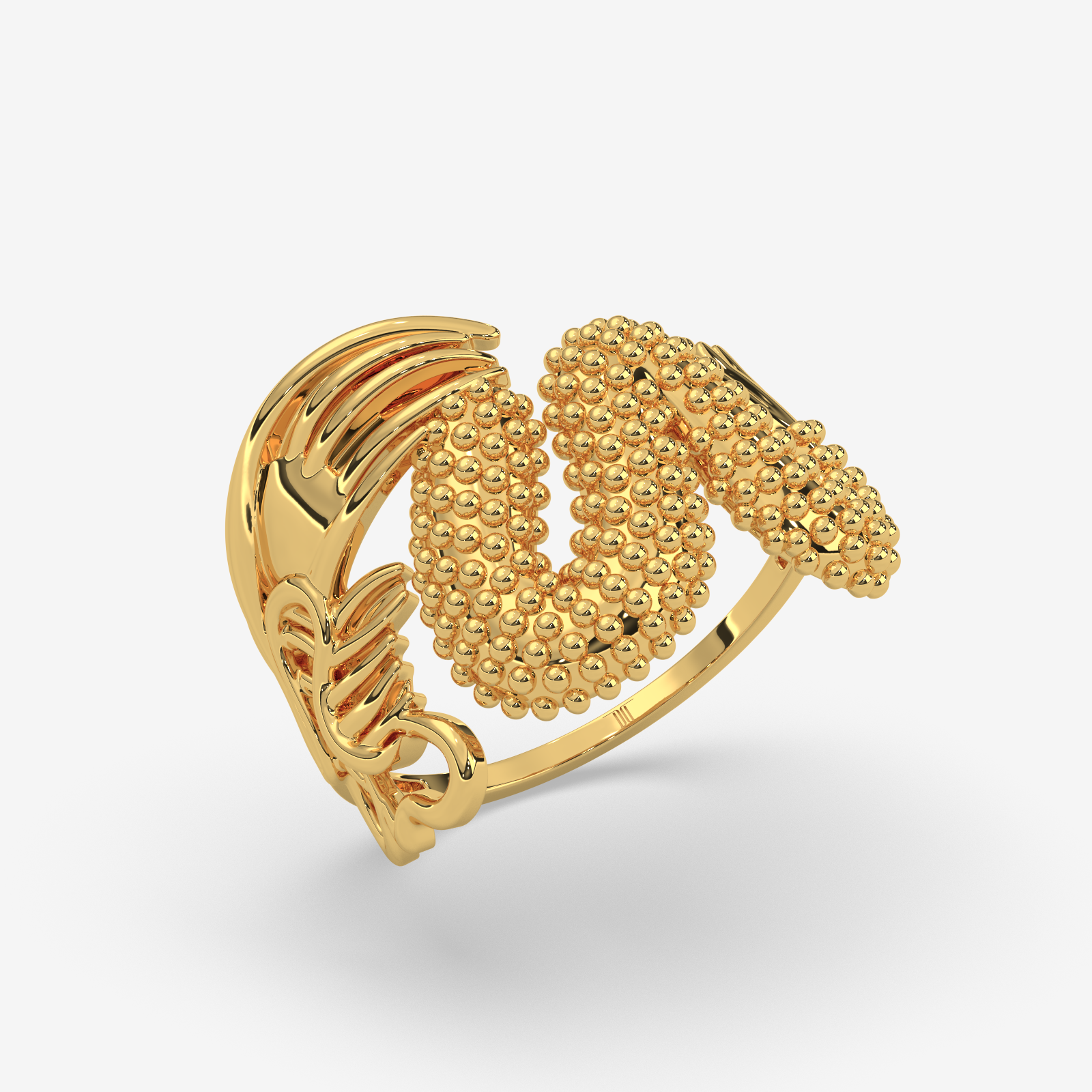 18k Gold Statement Ring for Women | Ornate Handcrafted Textured Design