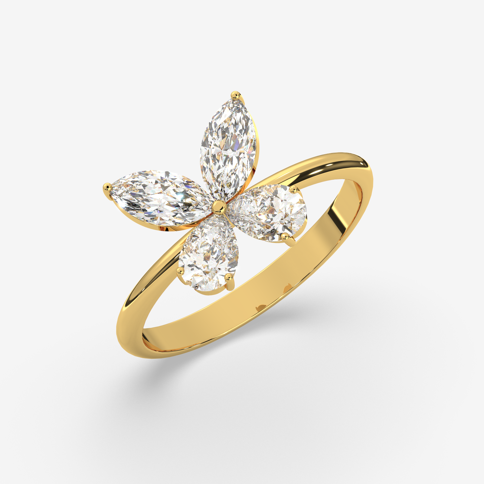 18K Gold Floral Cluster Diamond Ring