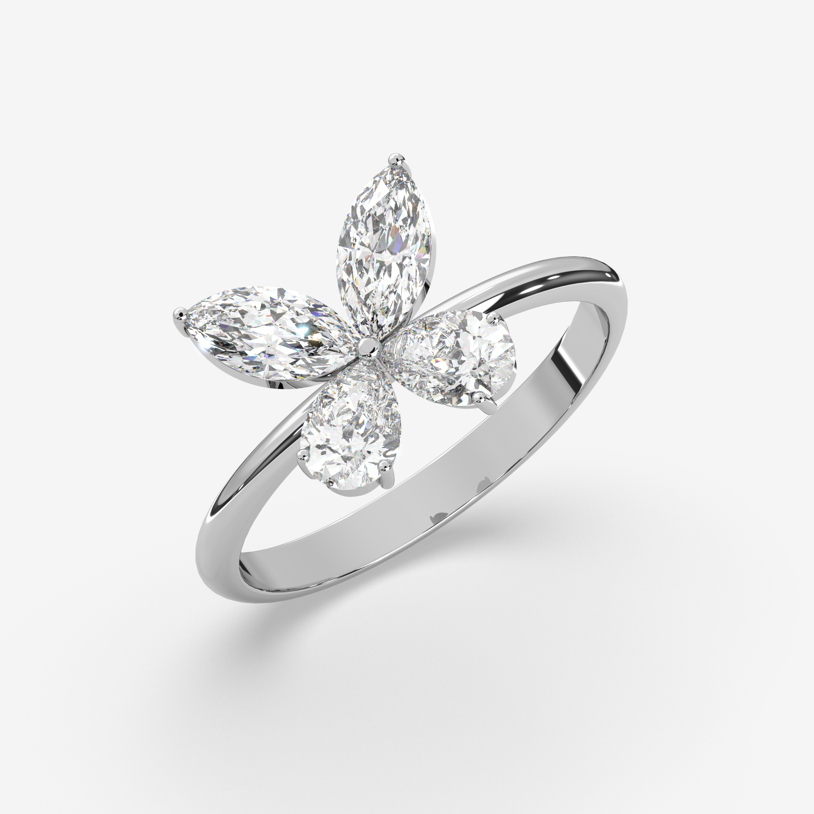 18K Gold Floral Cluster Diamond Ring
