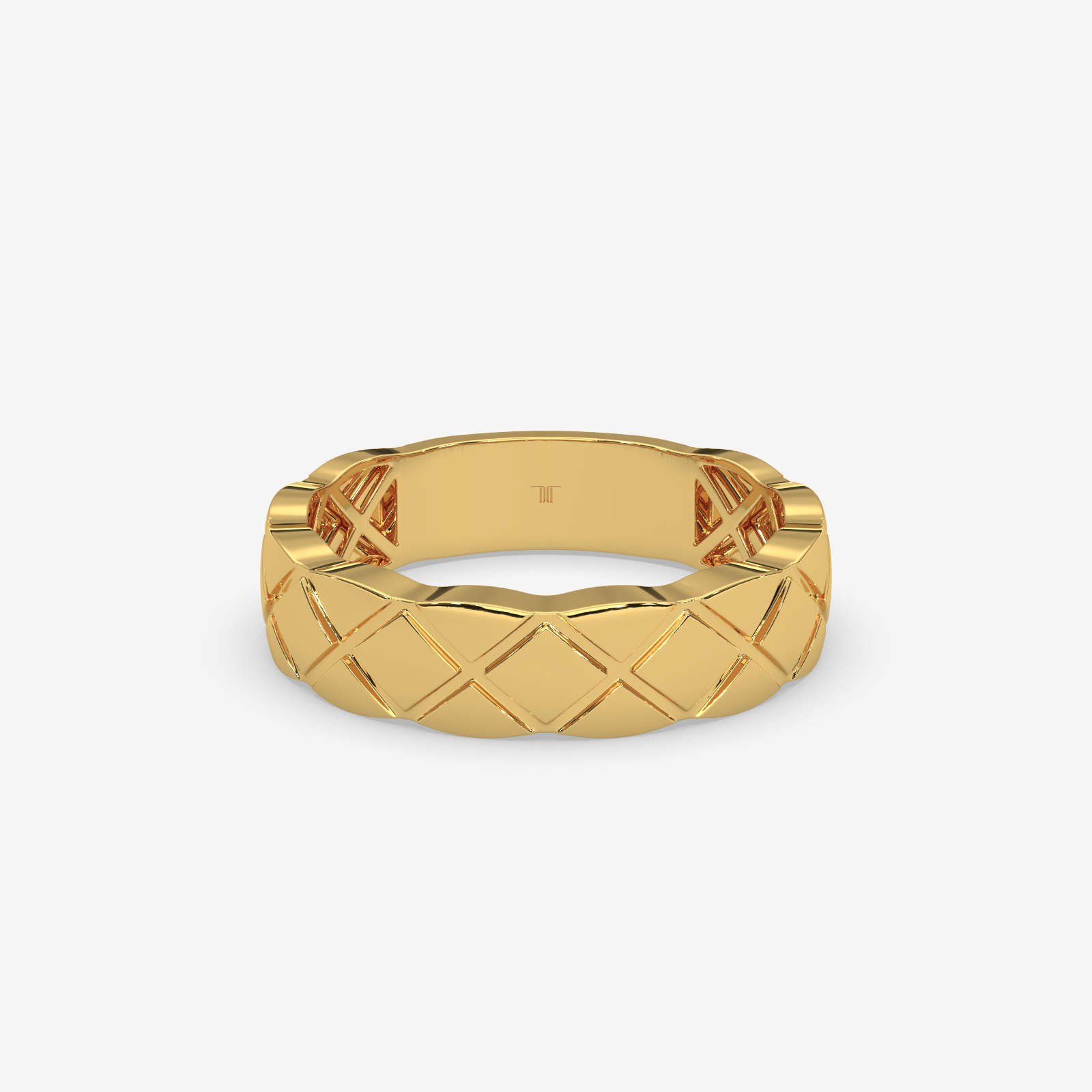 Unisex Solid Gold Quilted Band Ring | Timeless Matelassé Textured Wedding Band & Stacking Ring