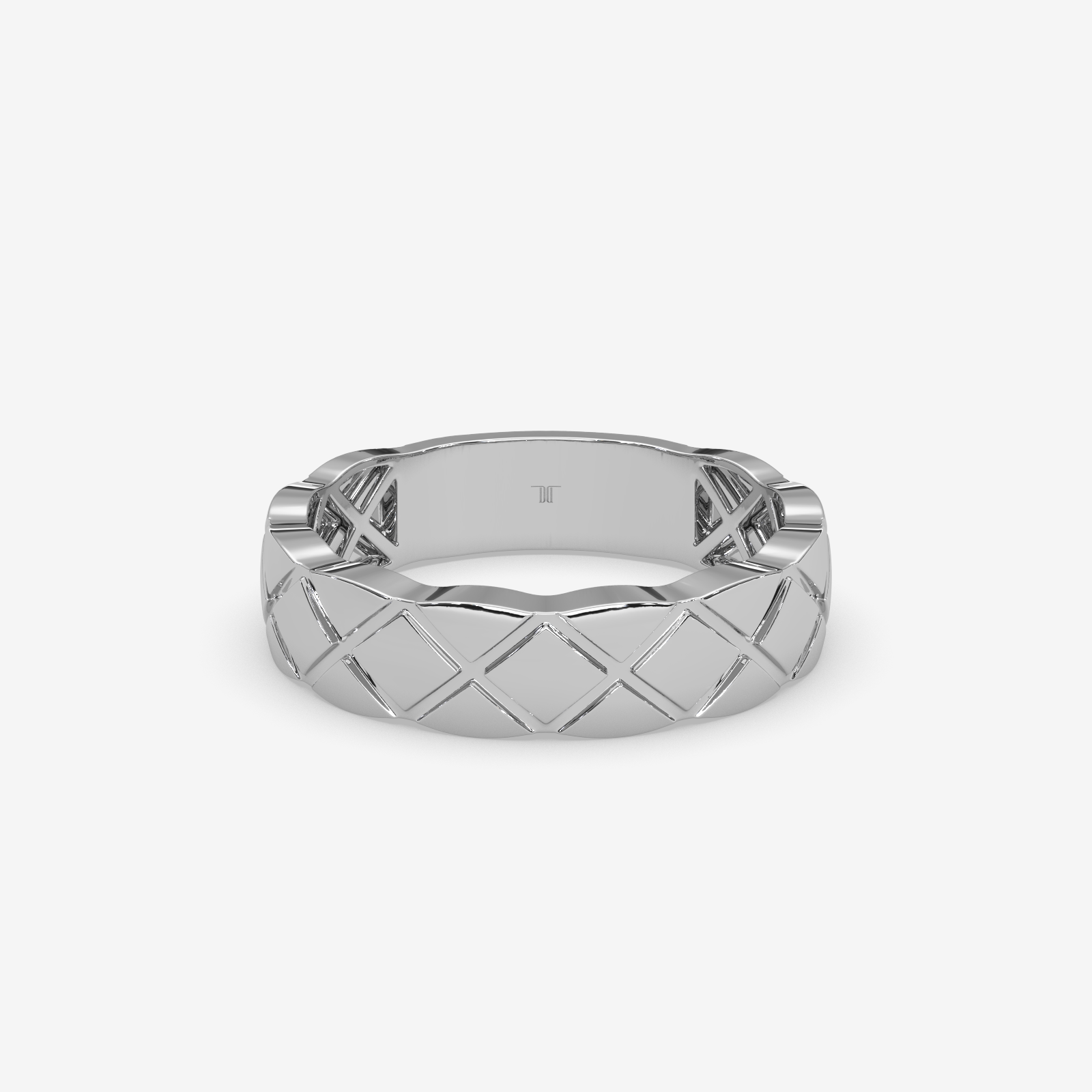 Unisex Solid Gold Quilted Band Ring | Timeless Matelassé Textured Wedding Band & Stacking Ring