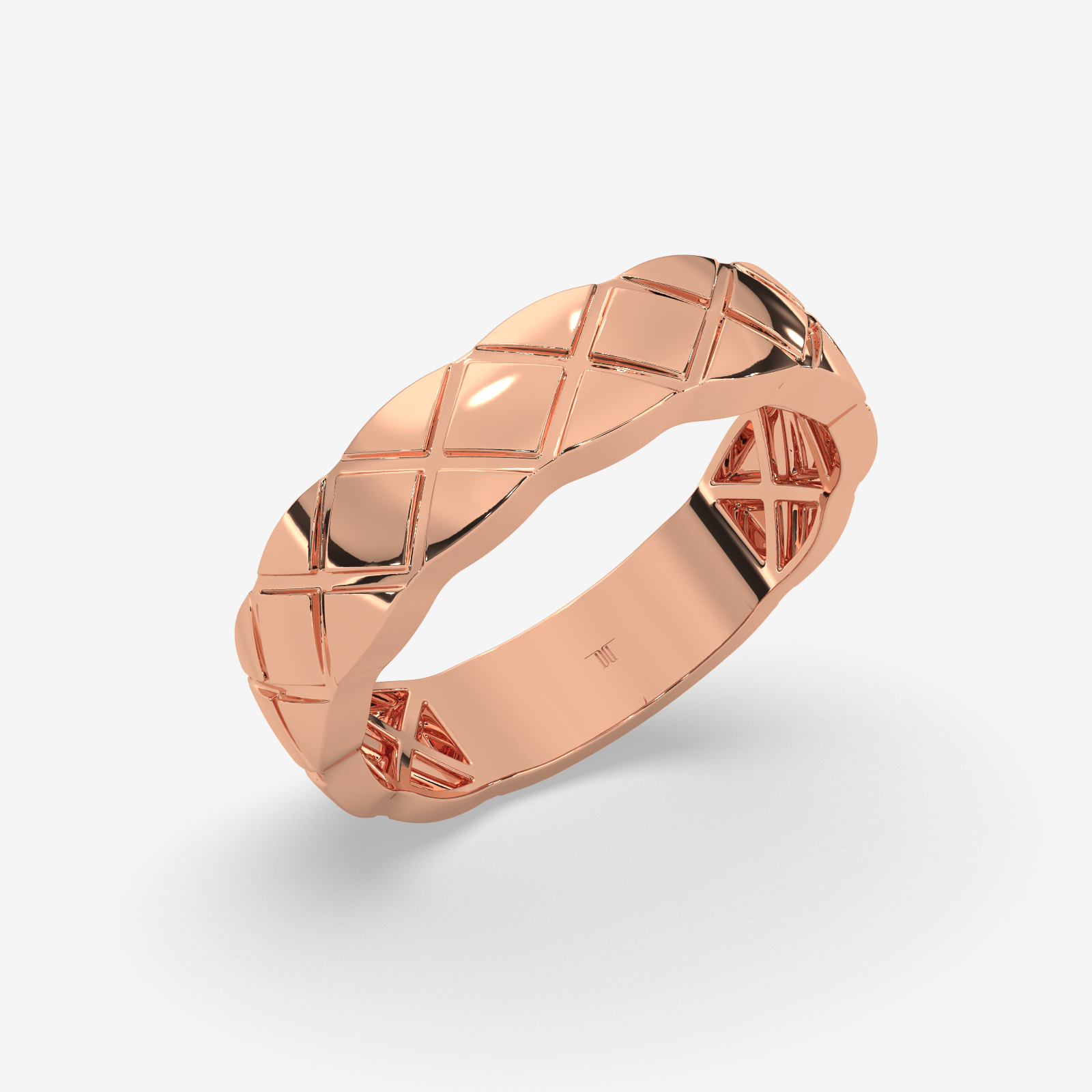 Unisex Solid Gold Quilted Band Ring | Timeless Matelassé Textured Wedding Band & Stacking Ring