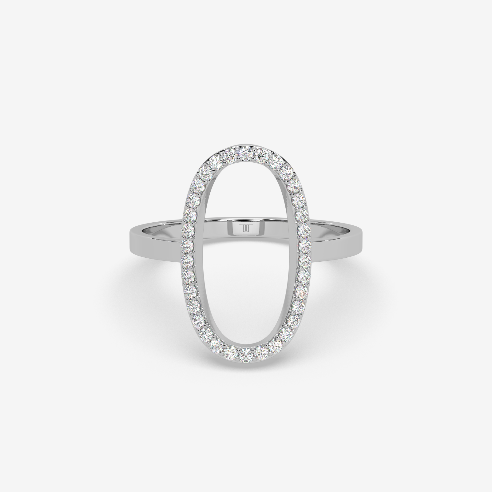 18k Gold Open Oval Diamond Statement Ring | Minimalist Pave Jewelry