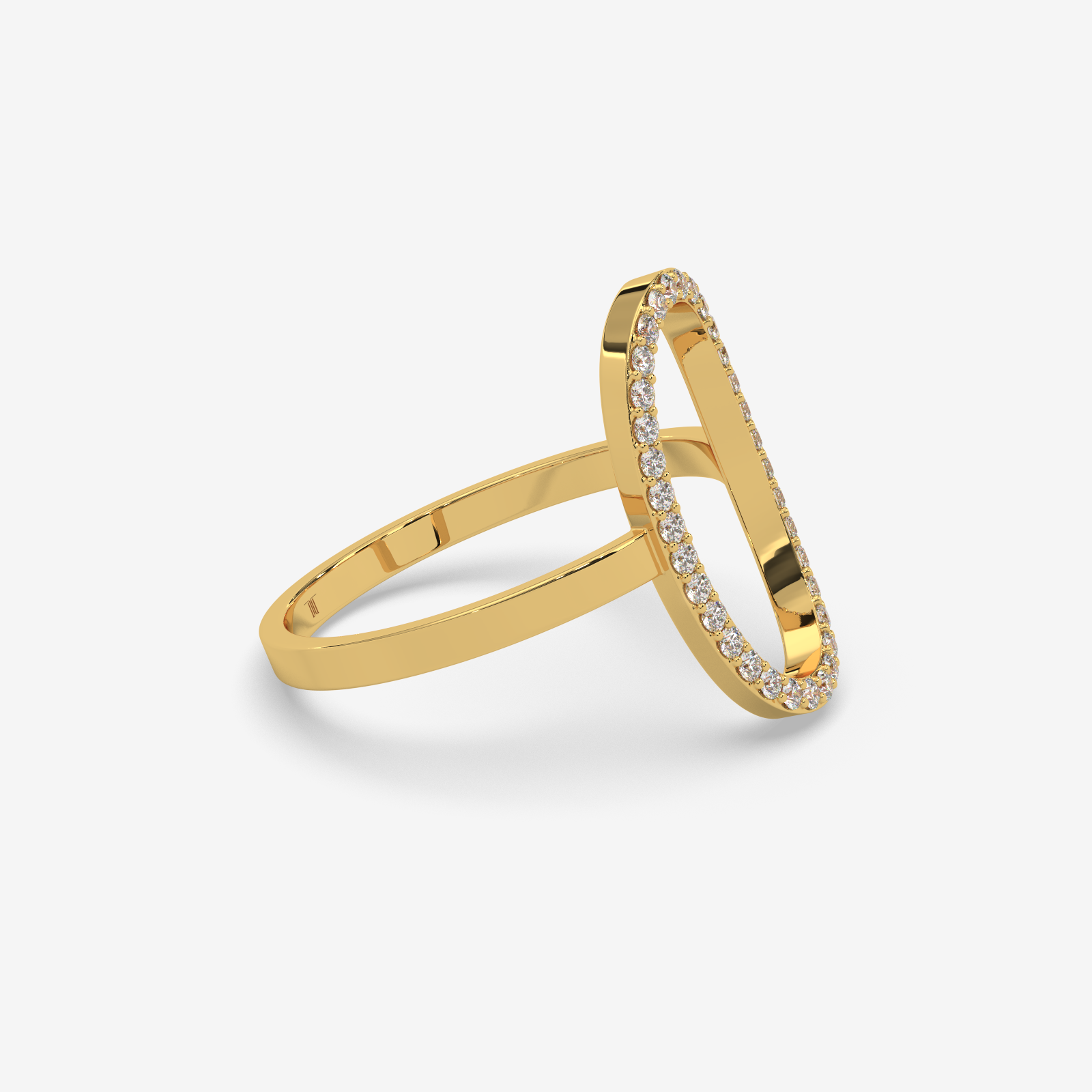 18k Gold Open Oval Diamond Statement Ring | Minimalist Pave Jewelry
