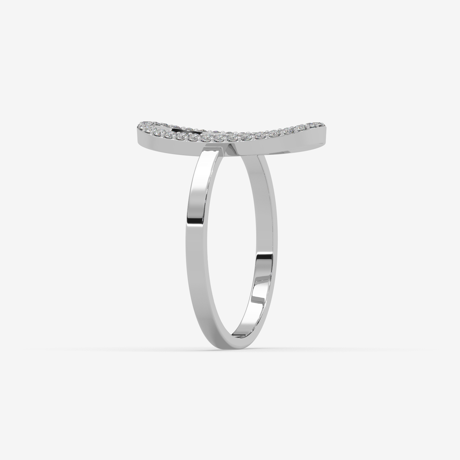 18k Gold Open Oval Diamond Statement Ring | Minimalist Pave Jewelry