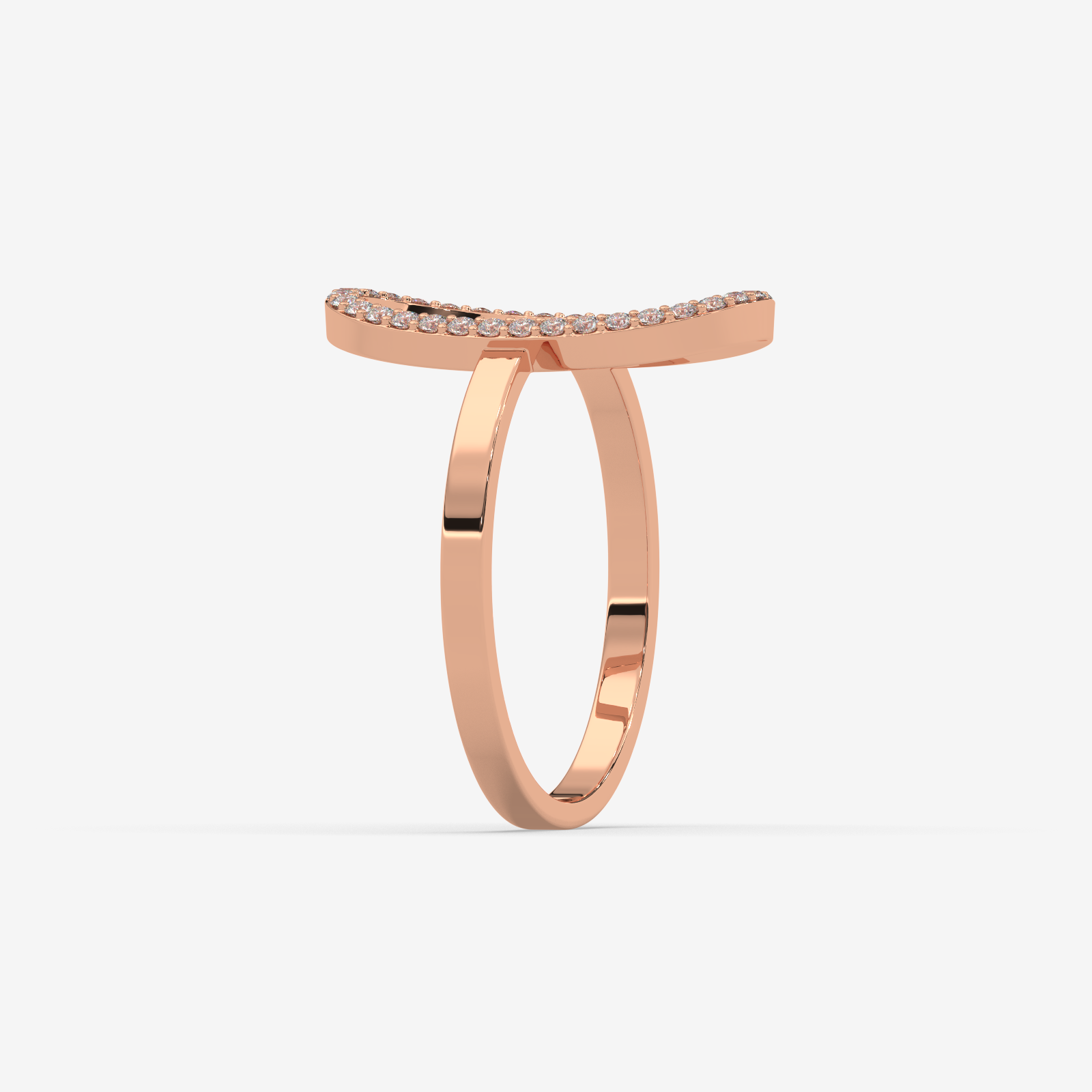 18k Gold Open Oval Diamond Statement Ring | Minimalist Pave Jewelry