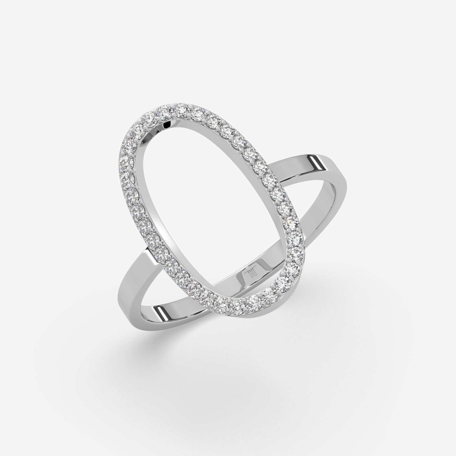 18k Gold Open Oval Diamond Statement Ring | Minimalist Pave Jewelry