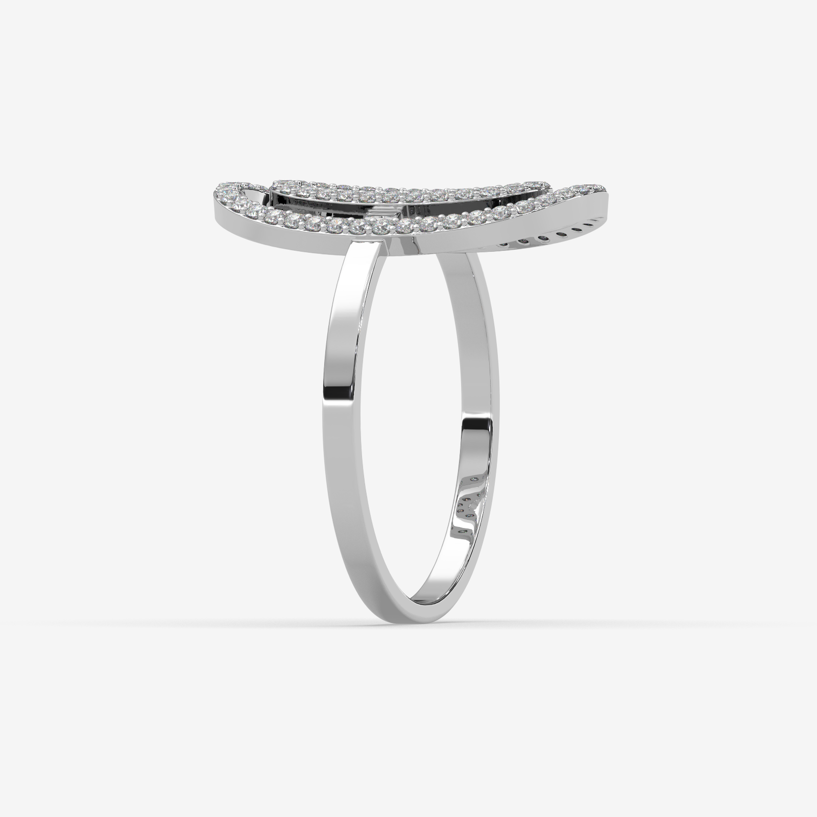 18K Gold Double Oval Diamond Statement Ring | Modern Geometric Open Hoop Ring for Women