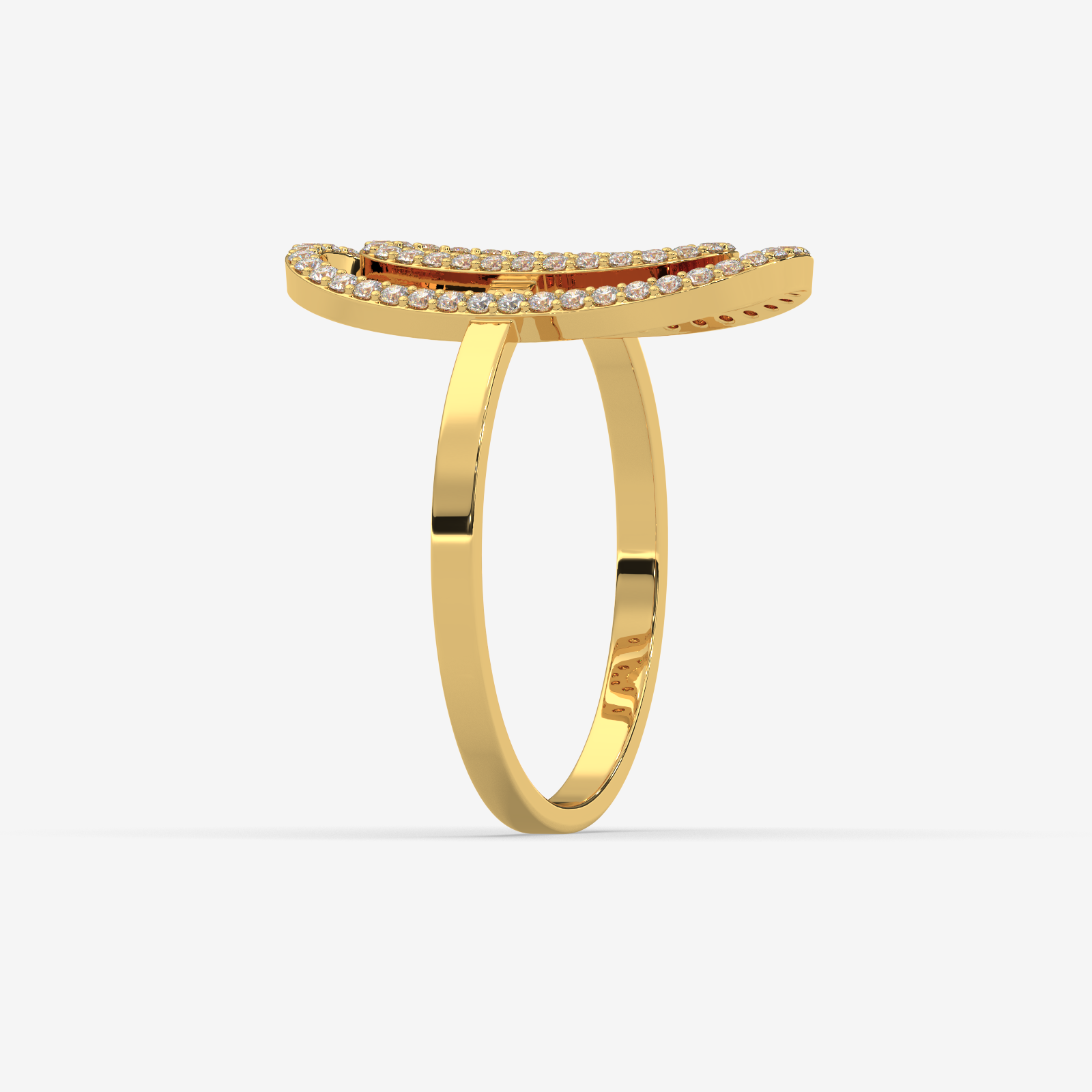 18K Gold Double Oval Diamond Statement Ring | Modern Geometric Open Hoop Ring for Women