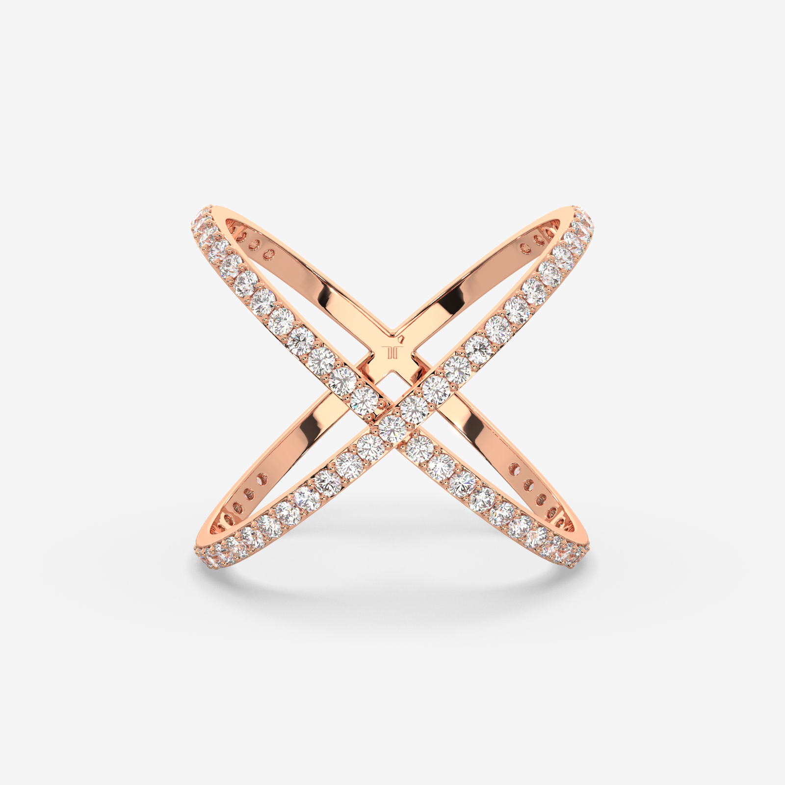 18k Gold Diamond Criss-Cross X Ring | Modern Pave Statement Band