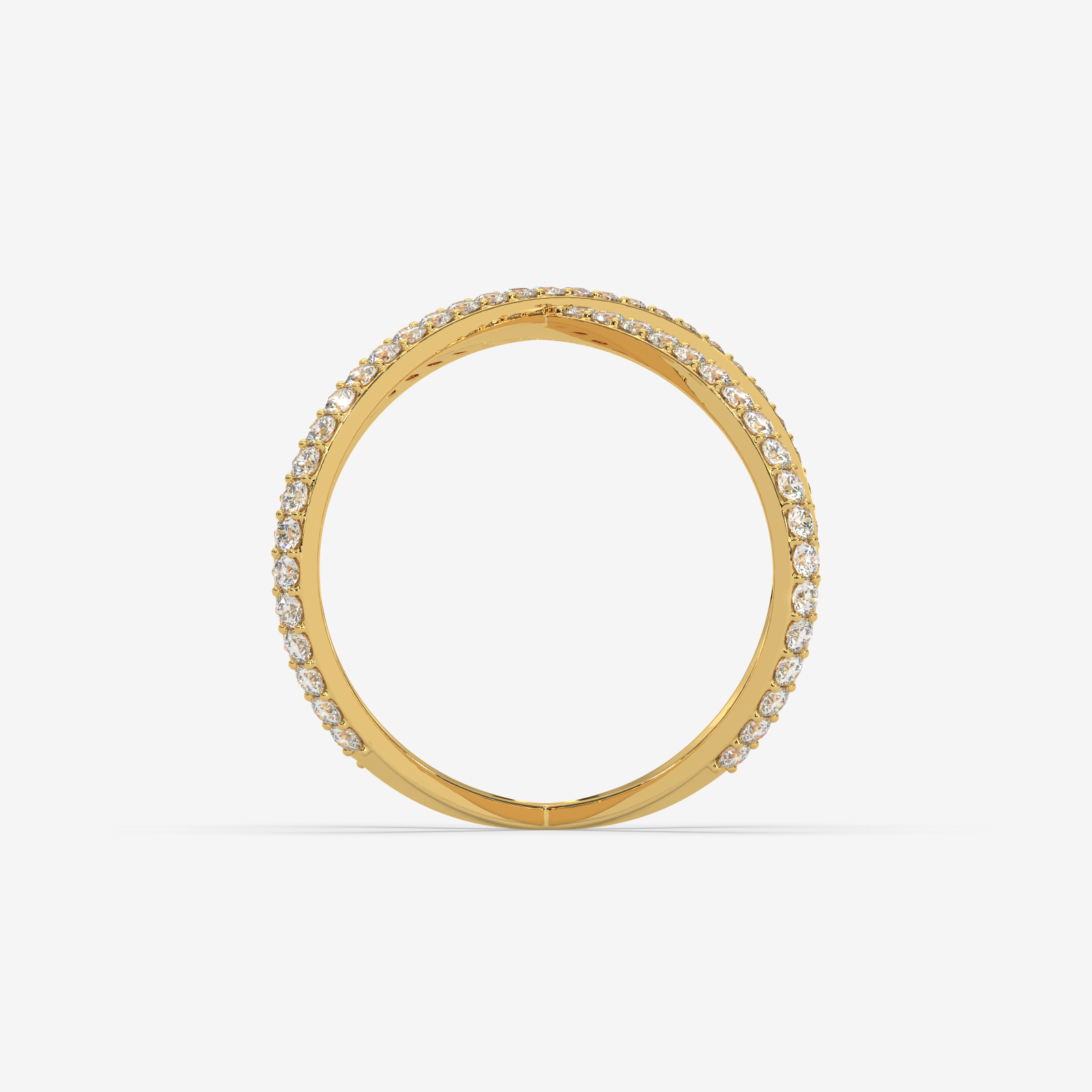 Solid Gold Diamond Criss-Cross X Ring | Modern Pave Statement Band