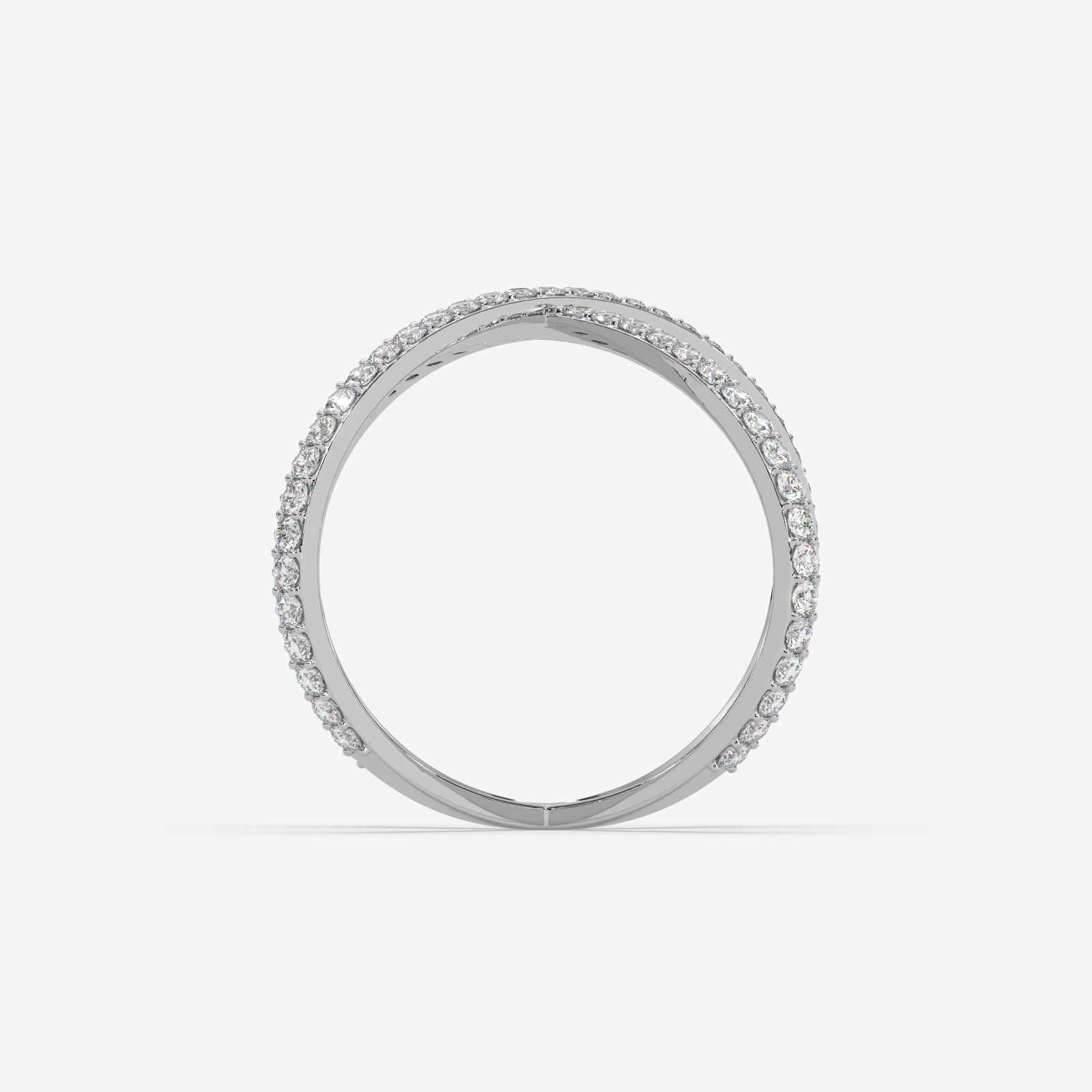 Solid Gold Diamond Criss-Cross X Ring | Modern Pave Statement Band