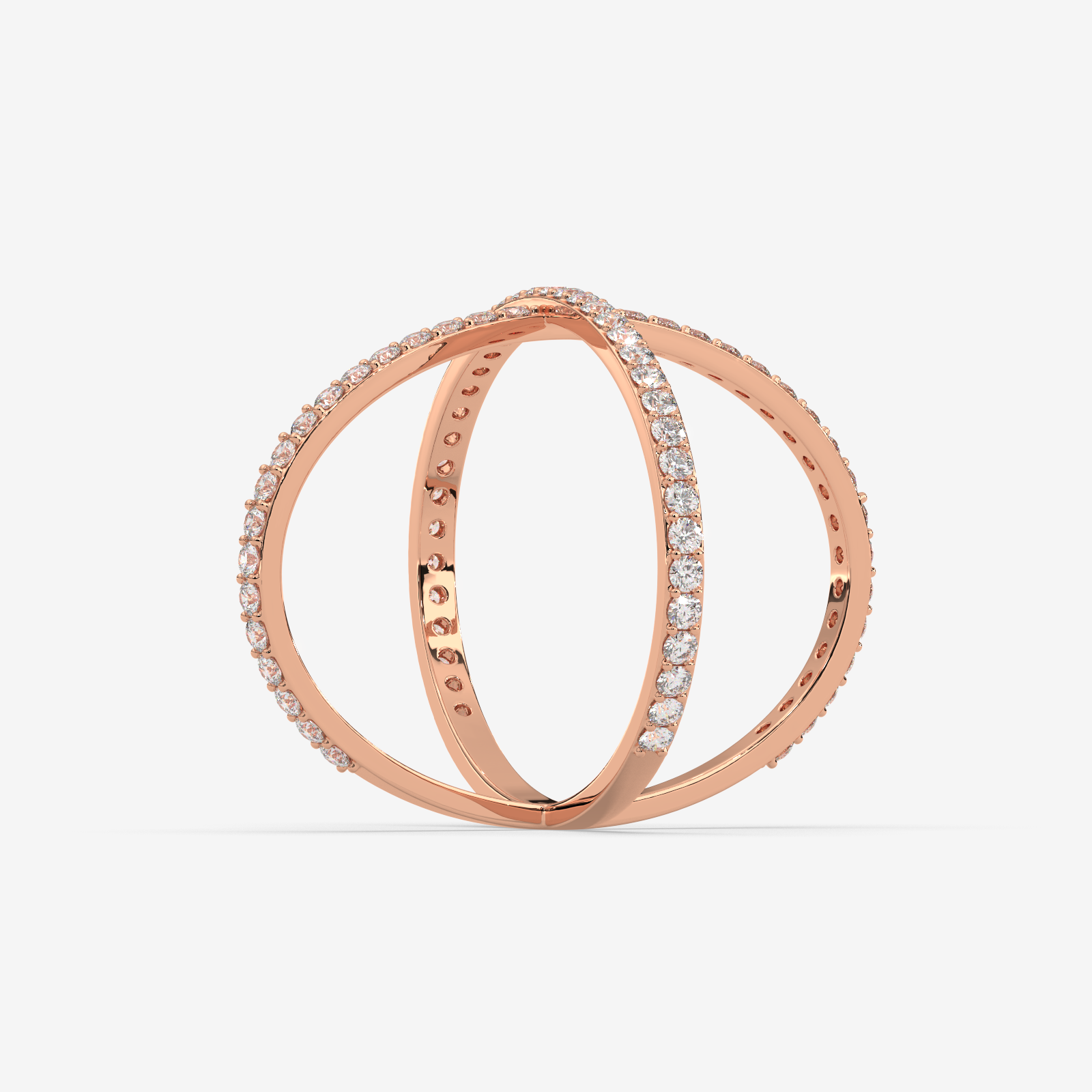 Solid Gold Diamond Criss-Cross X Ring | Modern Pave Statement Band