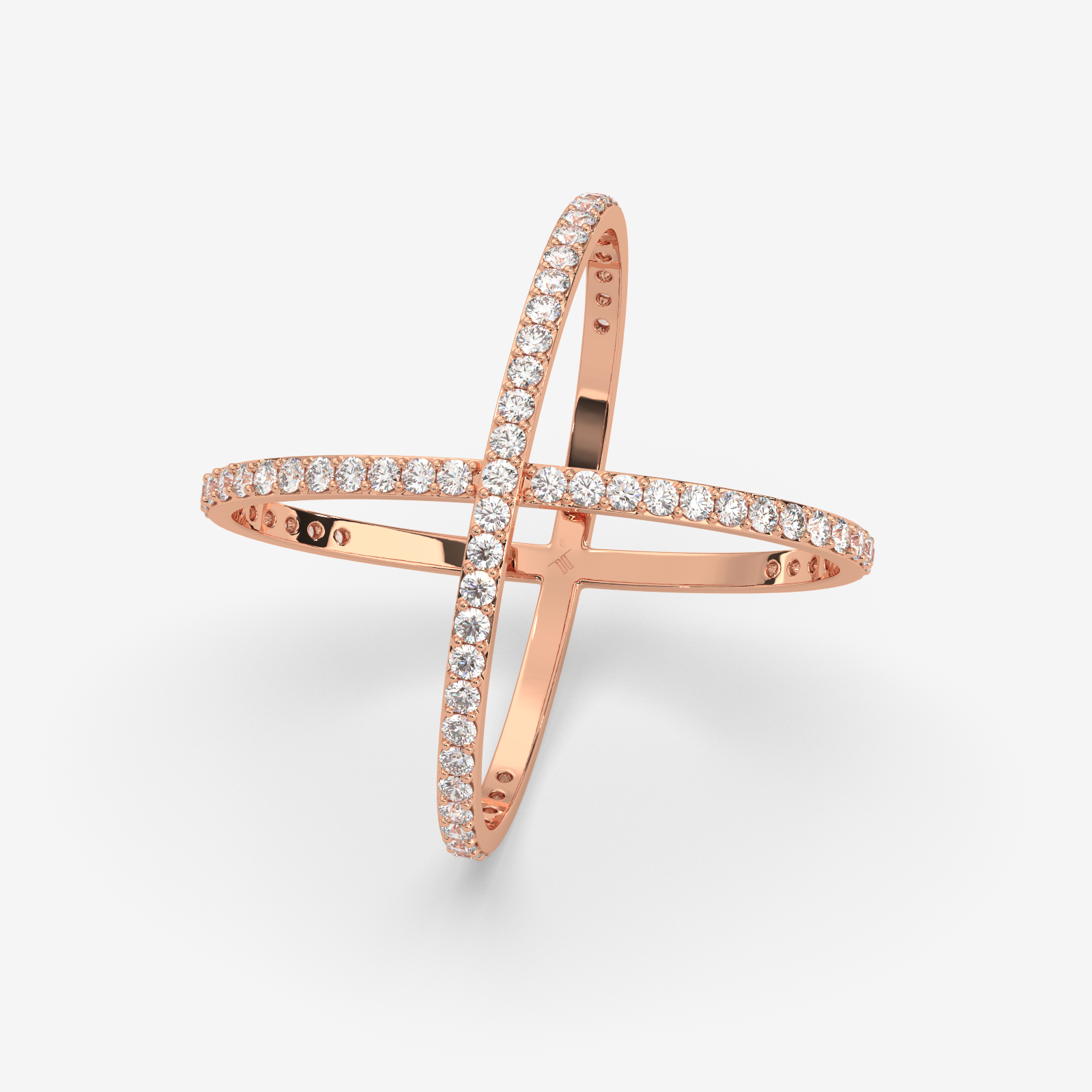 Solid Gold Diamond Criss-Cross X Ring | Modern Pave Statement Band
