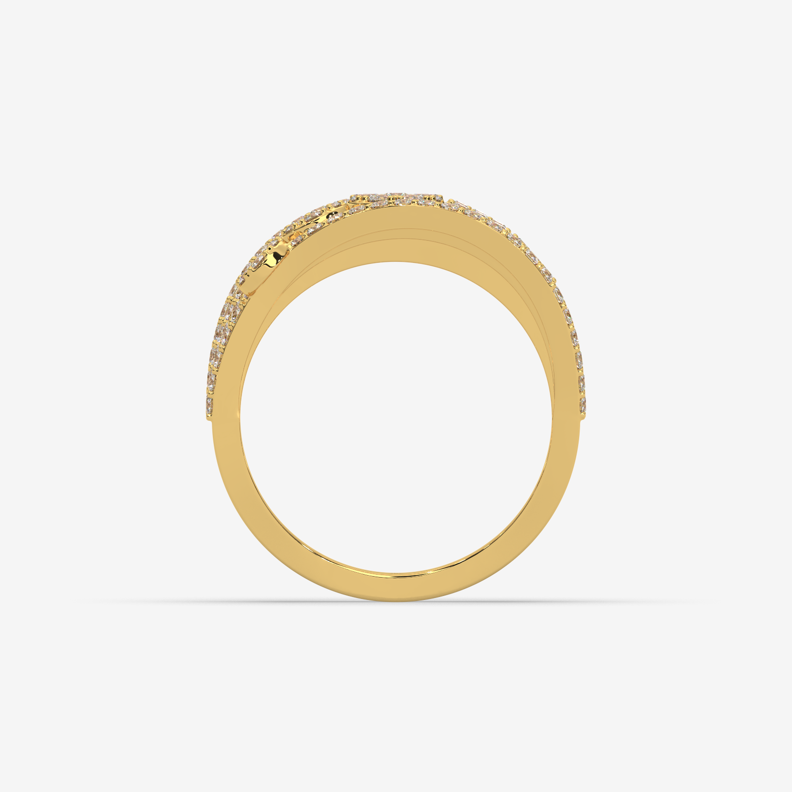 Solid Gold Multi-Row Diamond Cluster Statement Ring | 5-Band Stacked Wave Ring