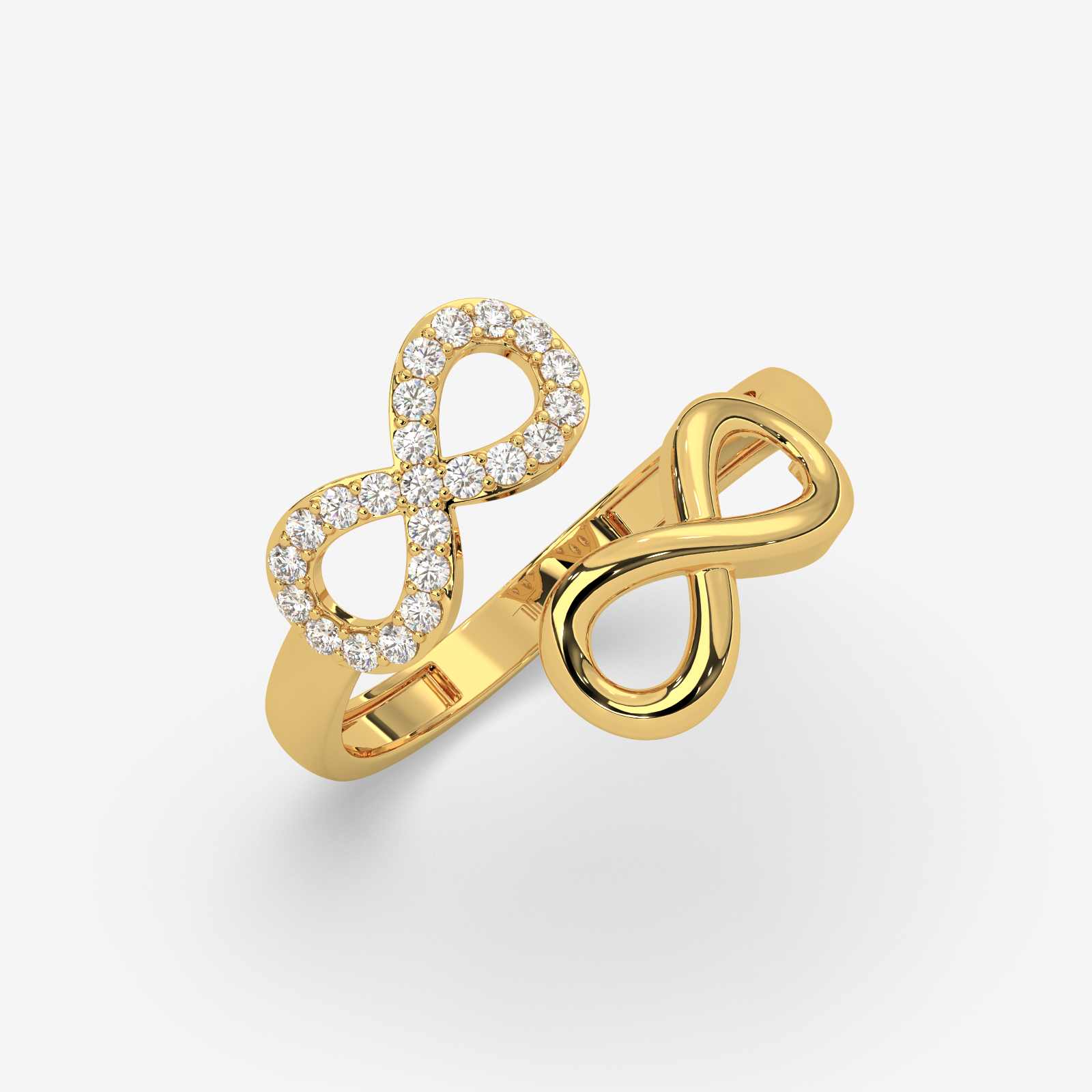 Solid 18K Gold Double Infinity Diamond Ring | Eternal Love Statement Band