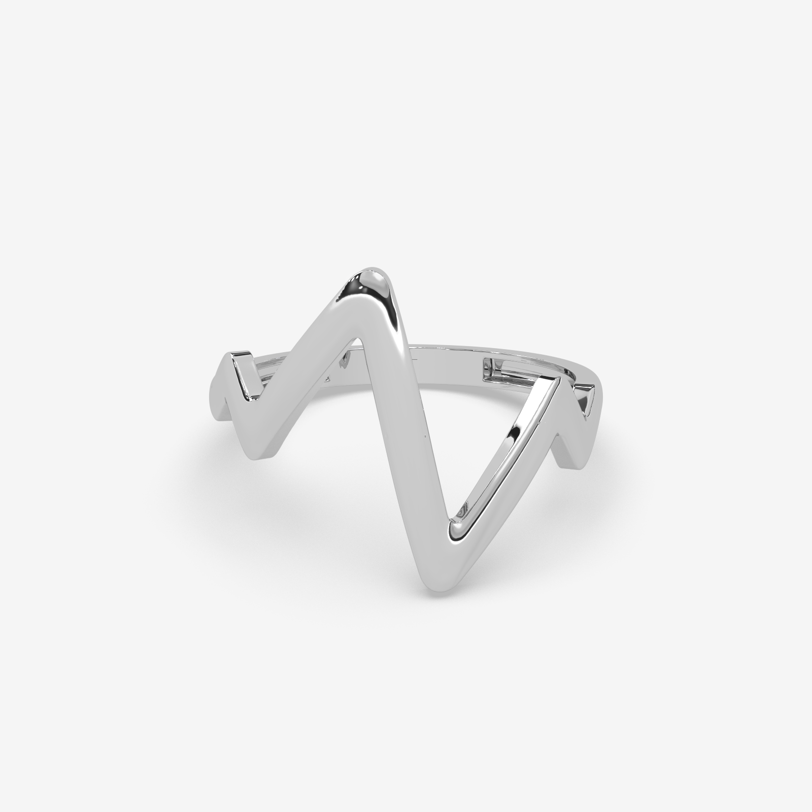 Solid Gold Zig Zag Statement Ring | Minimalist Geometric Chevron Band for Women