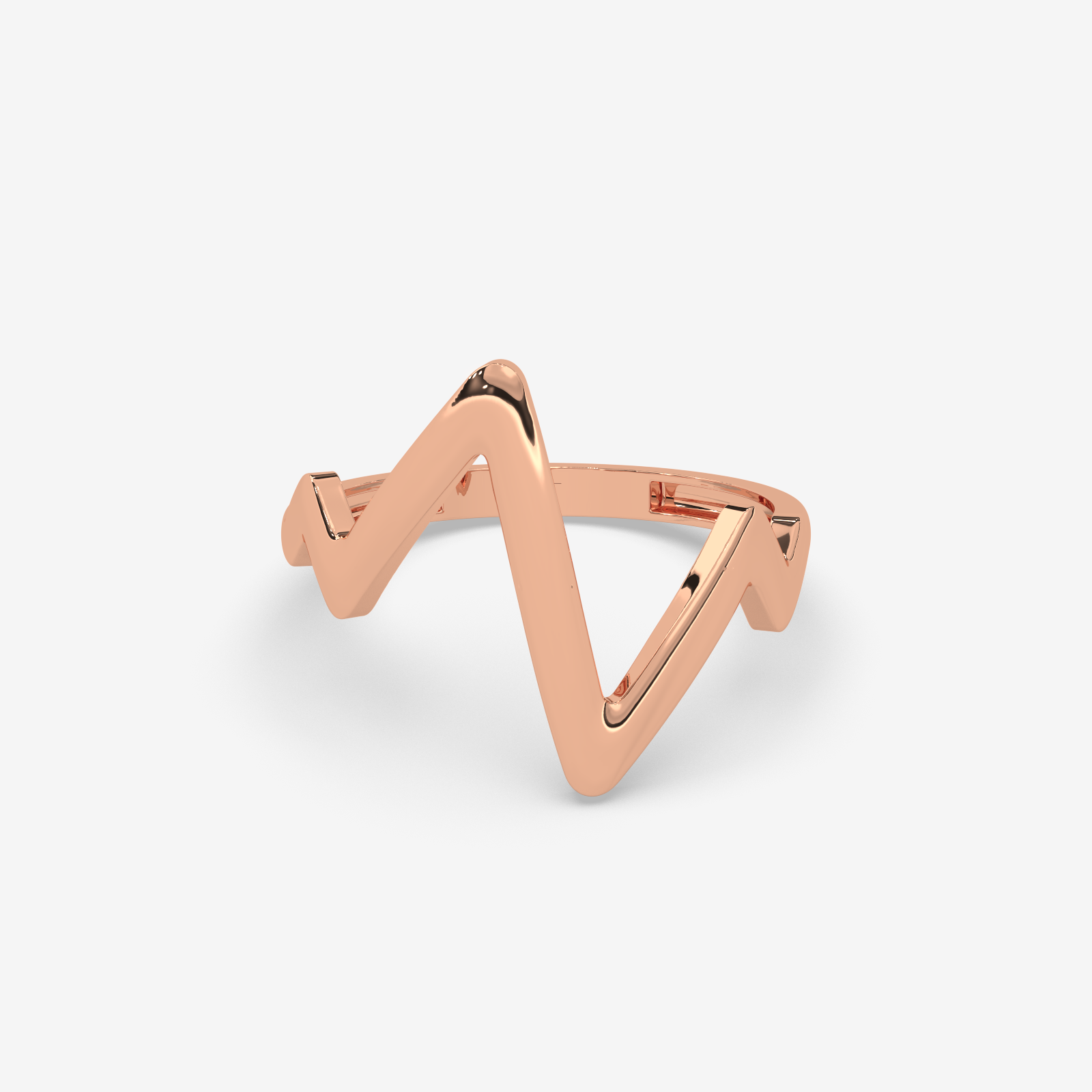 Solid Gold Zig Zag Statement Ring | Minimalist Geometric Chevron Band for Women