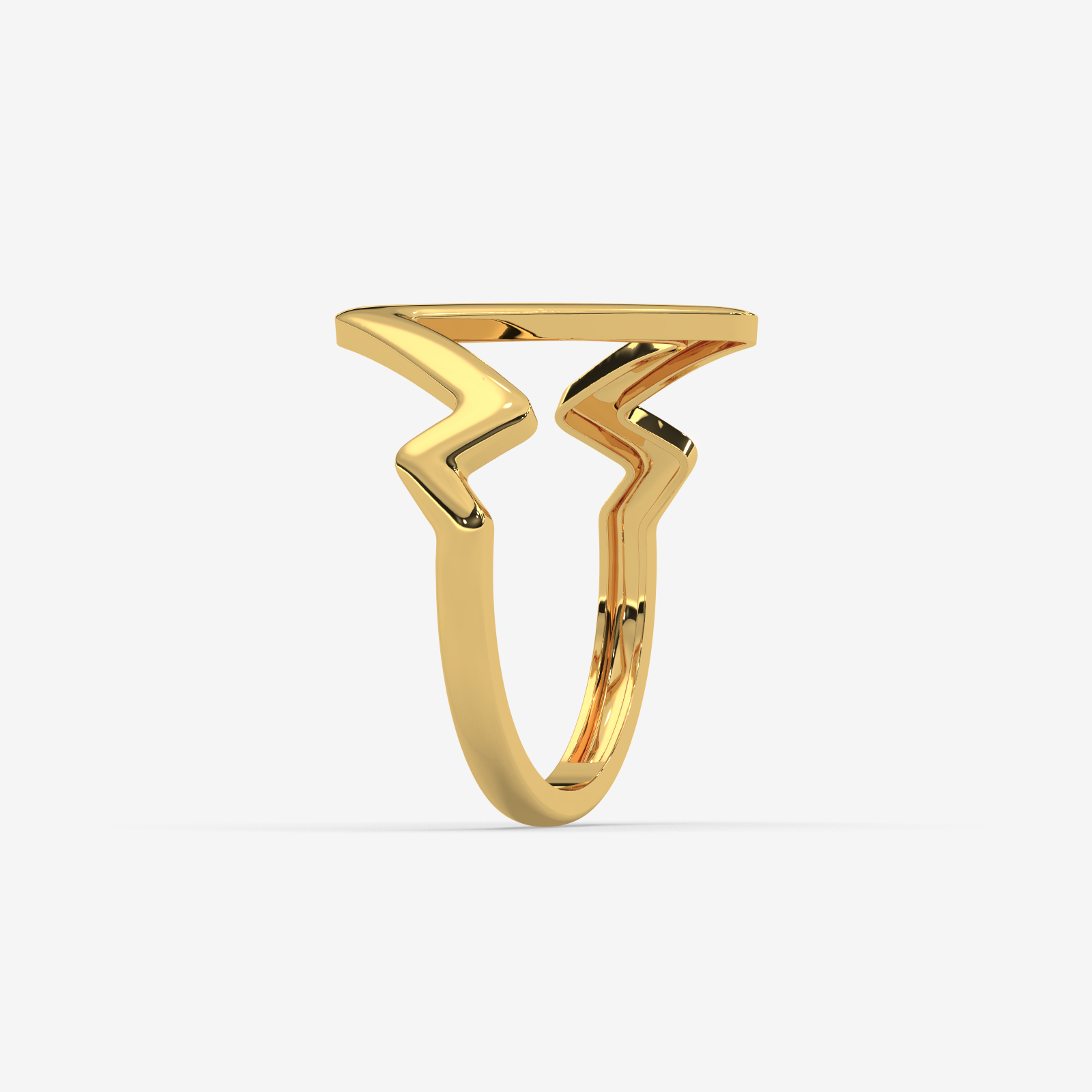 Solid Gold Zig Zag Statement Ring | Minimalist Geometric Chevron Band for Women