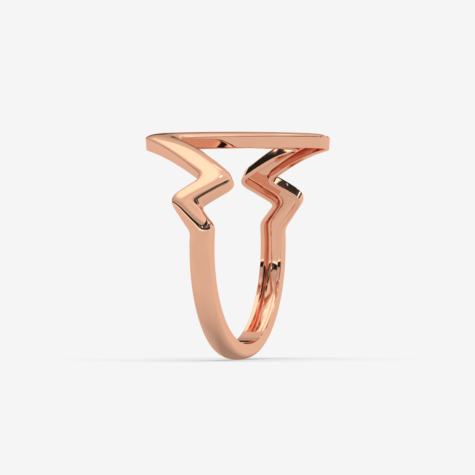 Solid Gold Zig Zag Statement Ring | Minimalist Geometric Chevron Band for Women