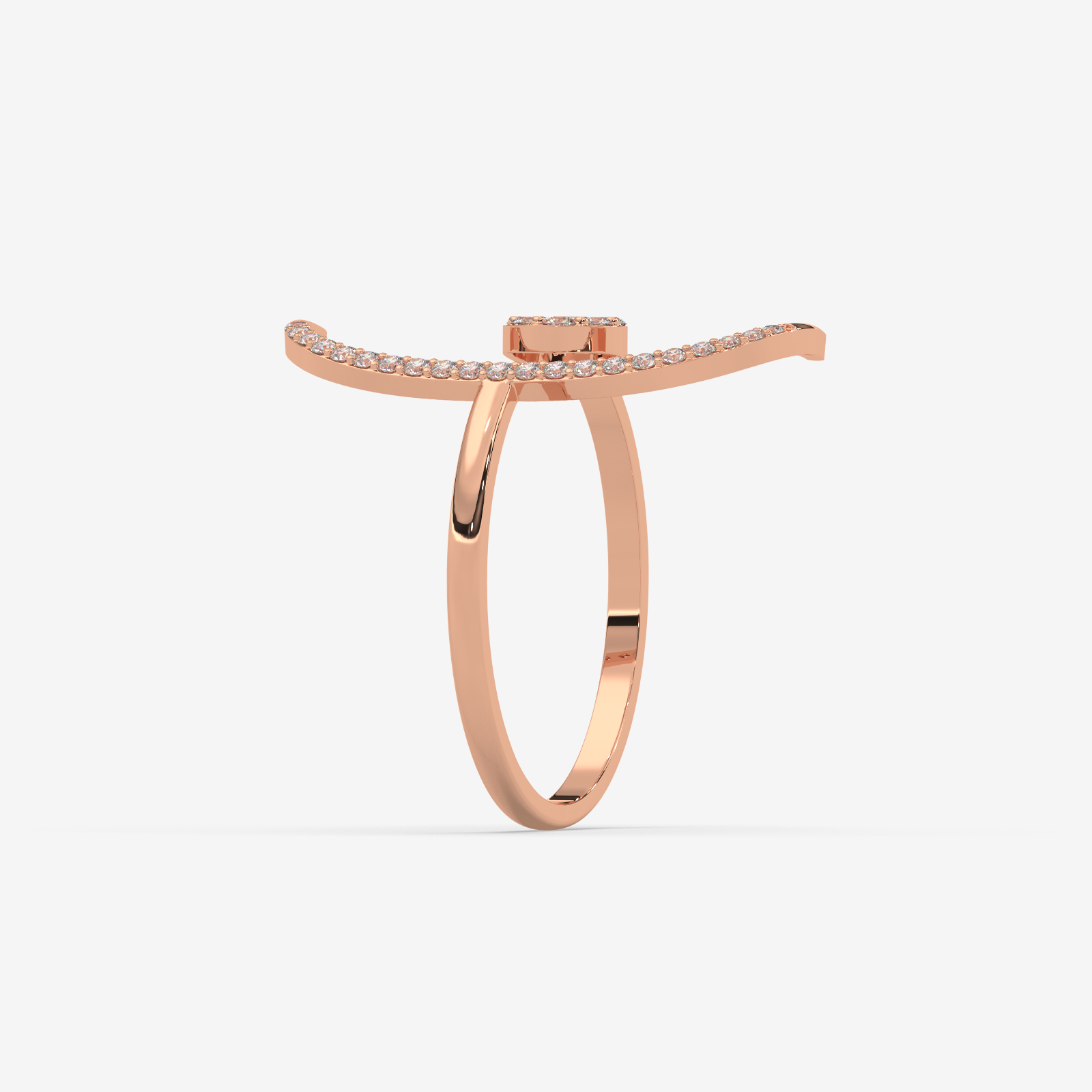 18k Gold Open Bypass Diamond Ring | Modern Cluster & Pave Statement Ring