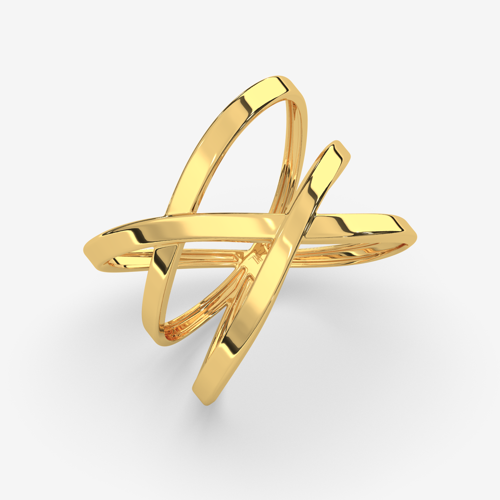 Solid 18K Gold Criss-Cross X Ring | Elegant Geometric Crossover Statement Jewelry for Women