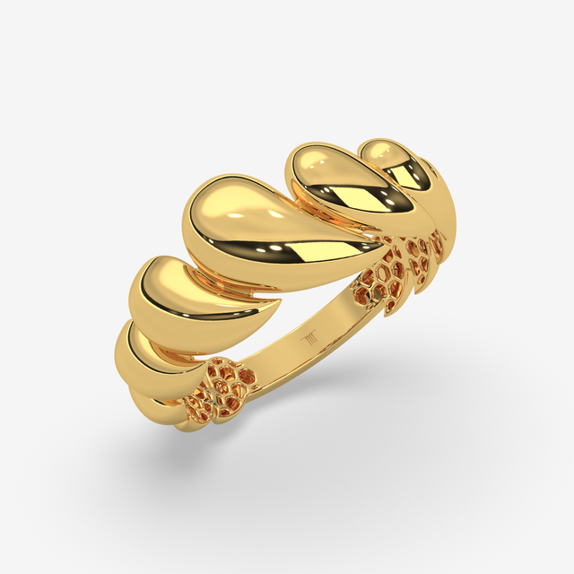 Sublime 18K Gold Swirling Statement Ring for Women | Handcrafted High-Polish Gold Band