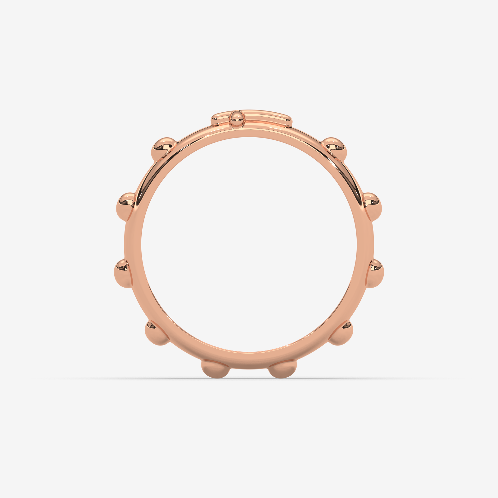 18k Gold Rosary Ring | Solid Gold Prayer Band with Cross & Ten Decades