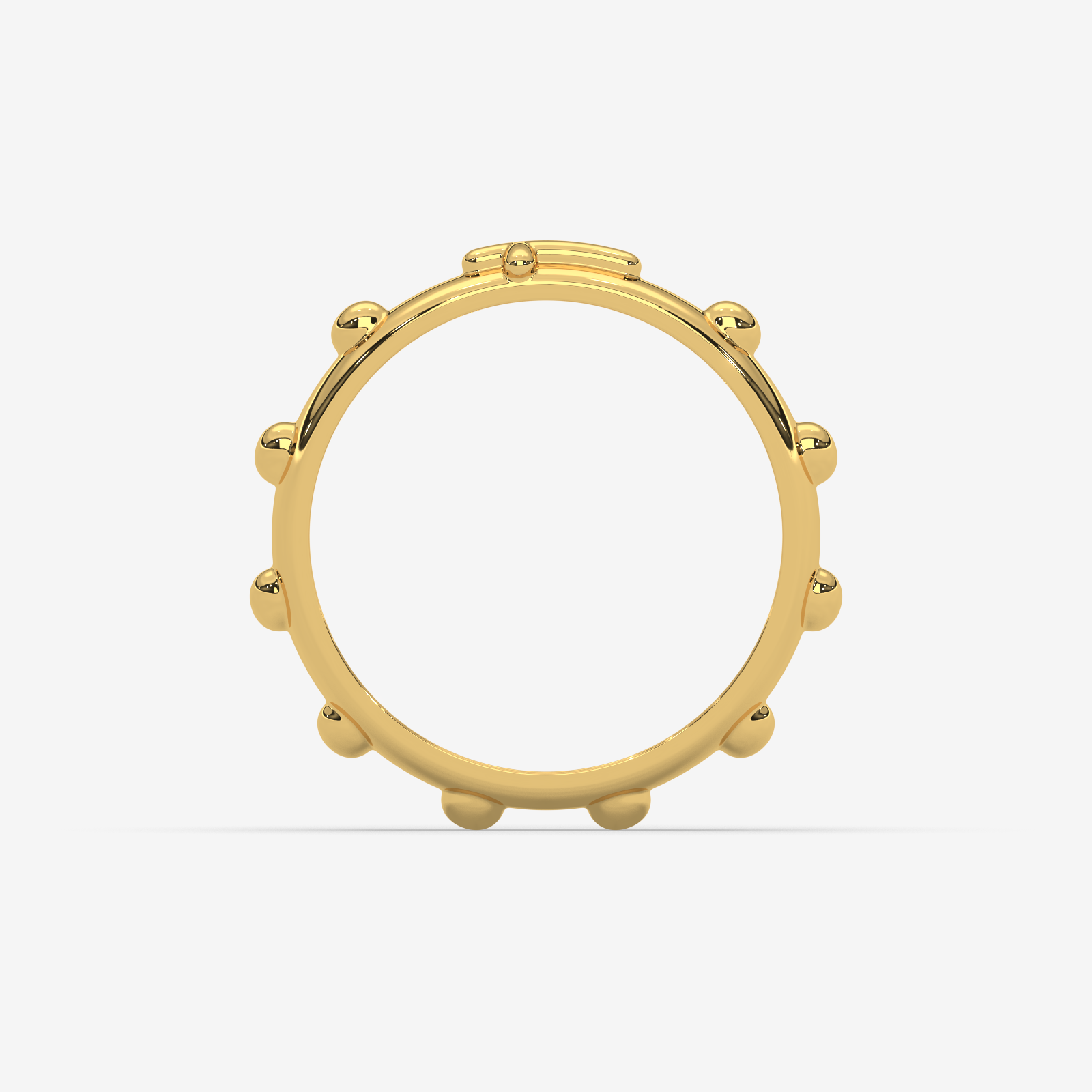 18k Gold Rosary Ring | Solid Gold Prayer Band with Cross & Ten Decades